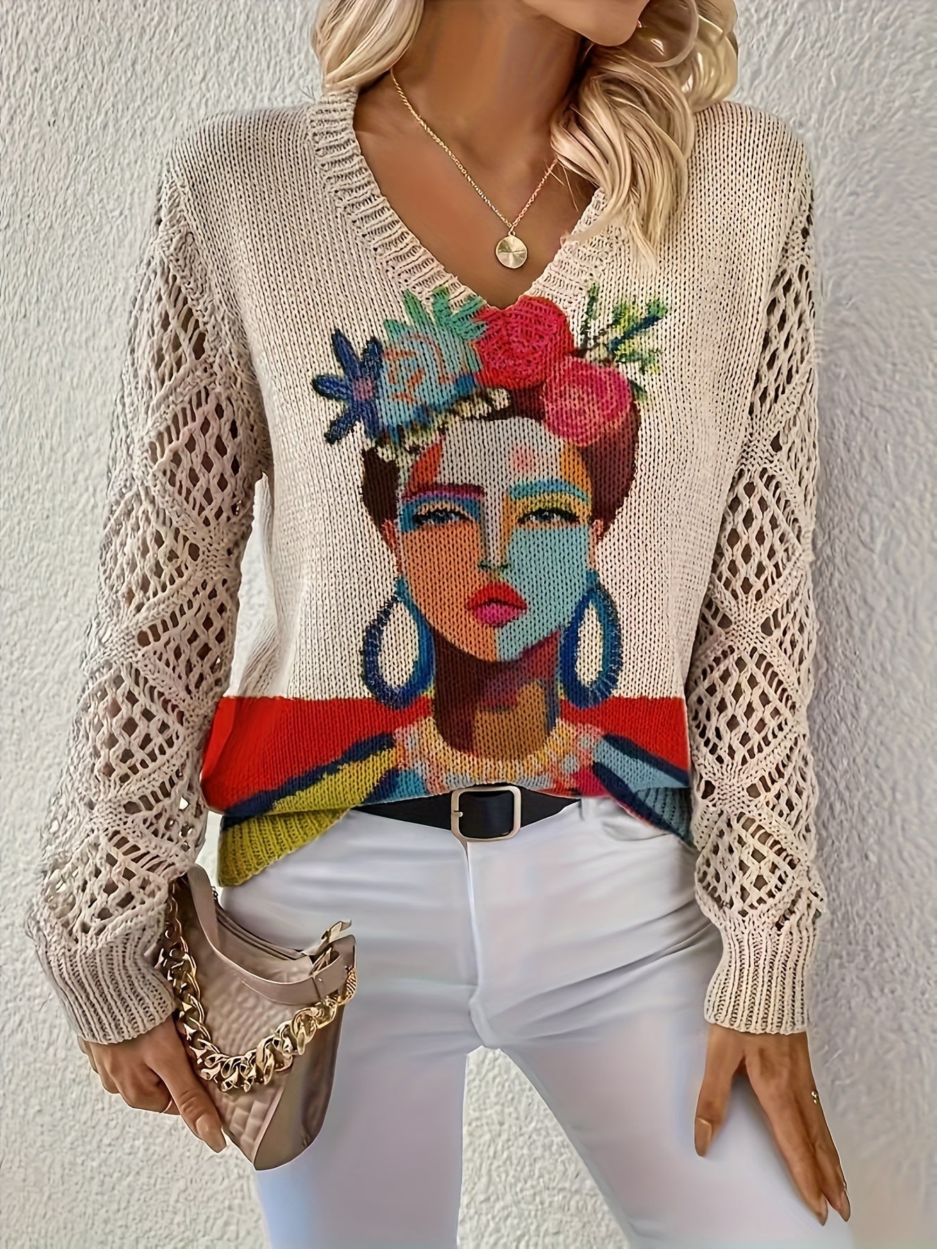 All-Season Boho V-Neck Printed Top
