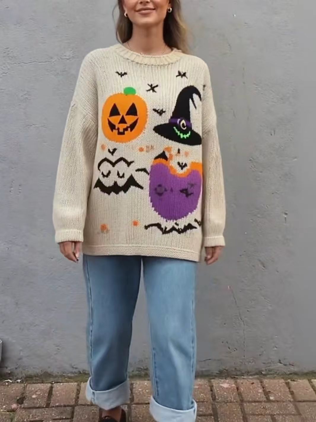 Oversized Graffiti Wicked Grin Graphic Sweater