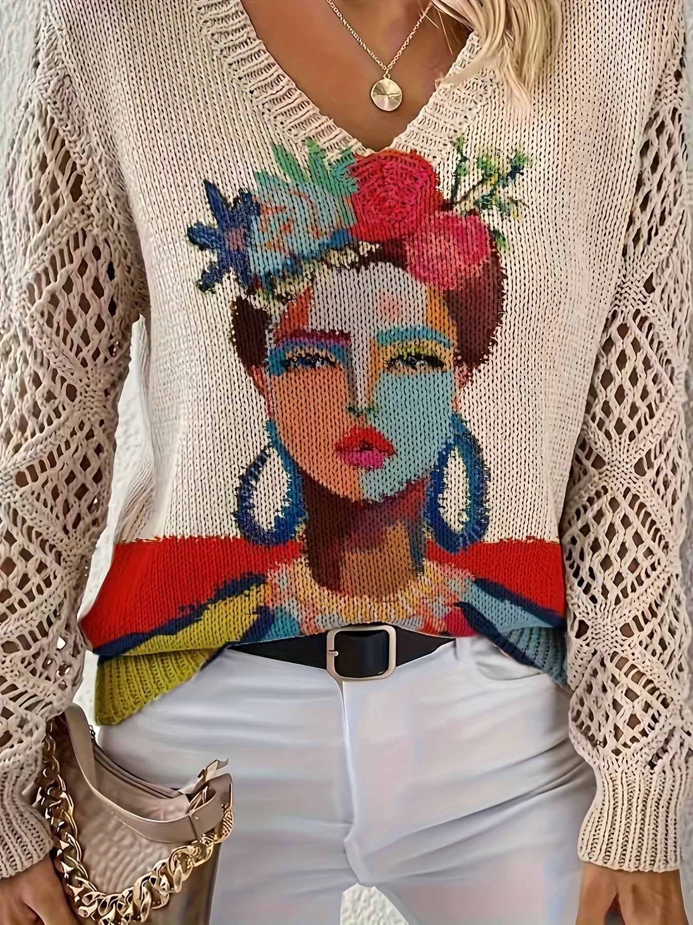 All-Season Boho V-Neck Printed Top