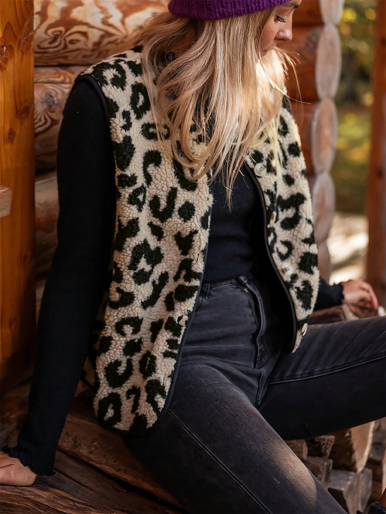 Leopard Print Zip-Up Layering Vest