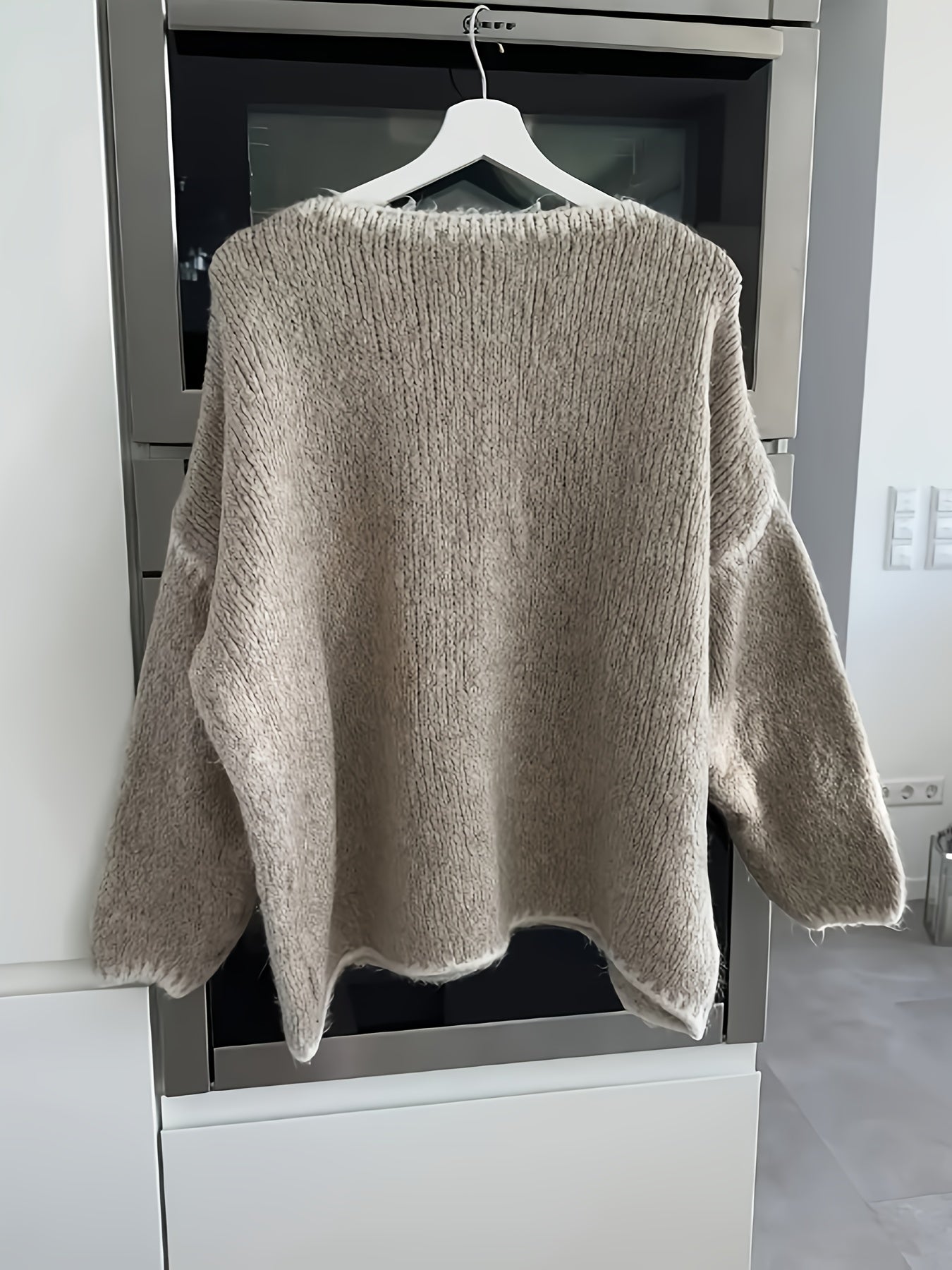 Pink Colorblock Round‑Neck Button Sweater
