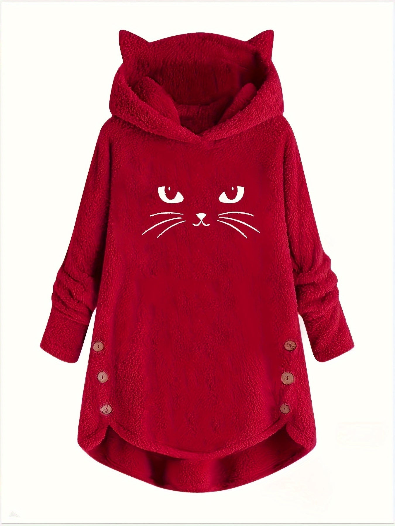Double-Sided Plush Cat Ear Hoodie