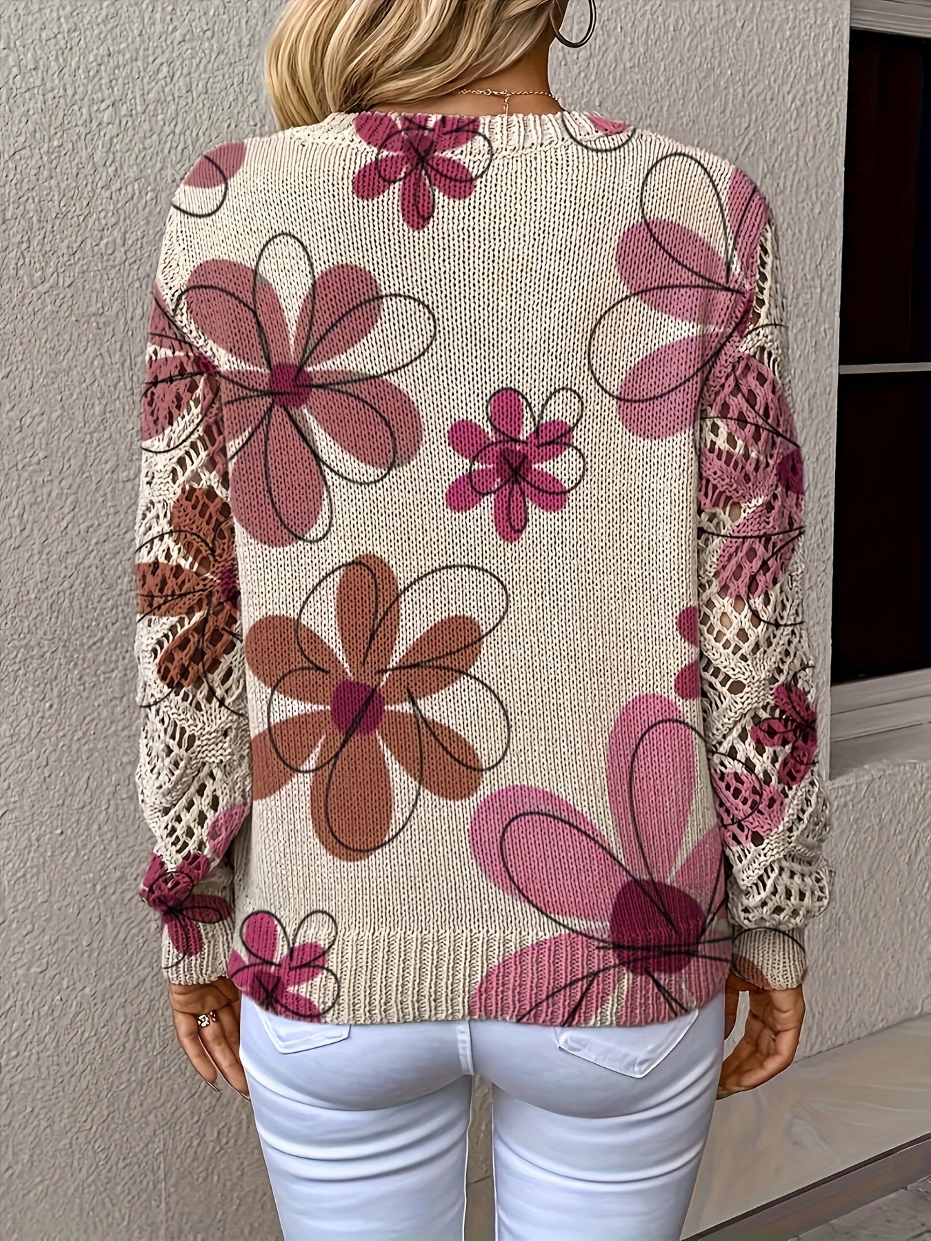 Elegant V-Neck Floral Boho Long-Sleeve Top