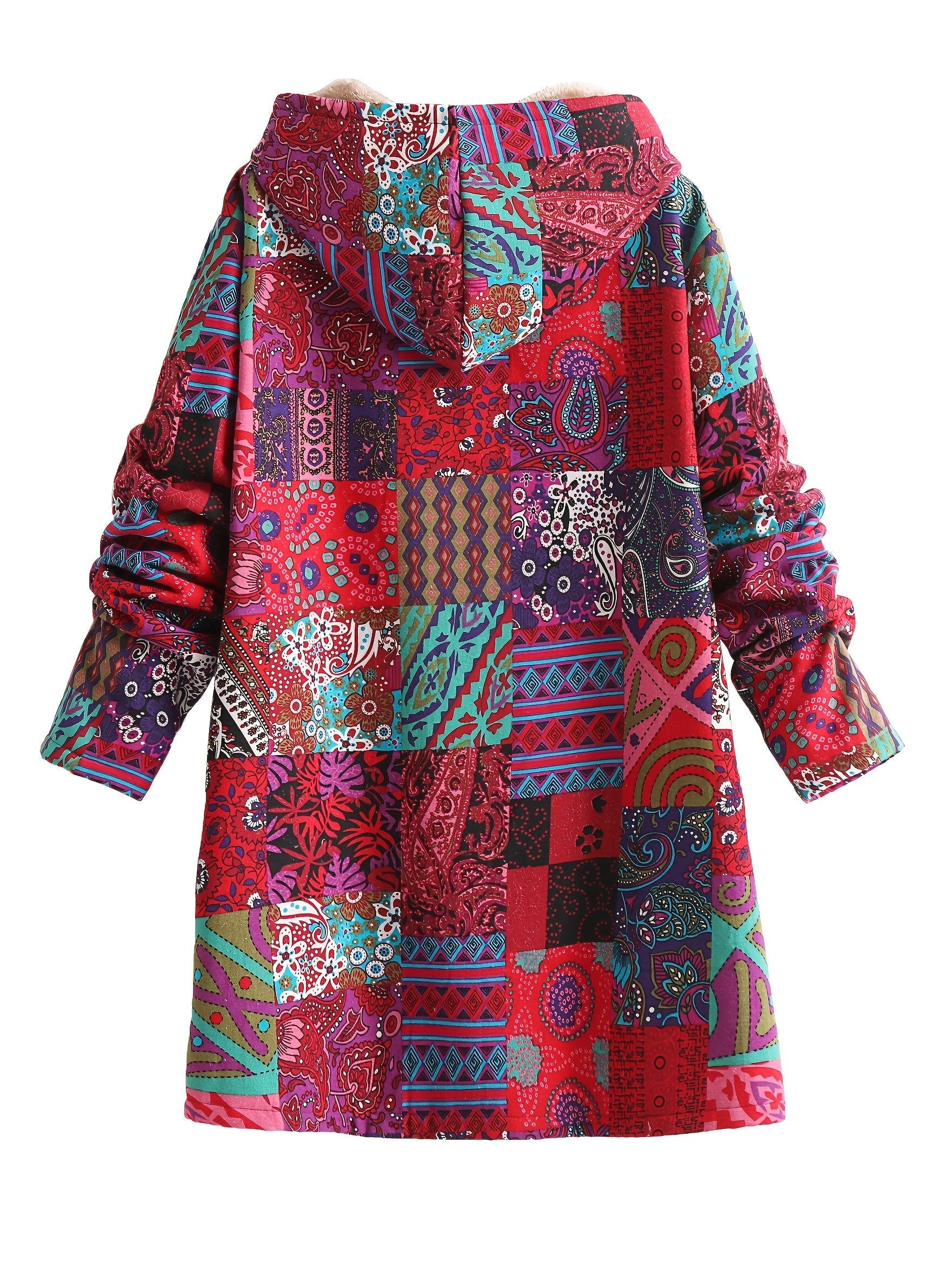 Cozy Floral Fleece-Lined Hooded Jacket