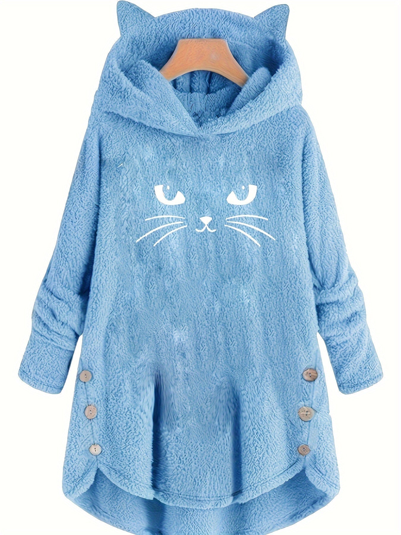 Double-Sided Plush Cat Ear Hoodie