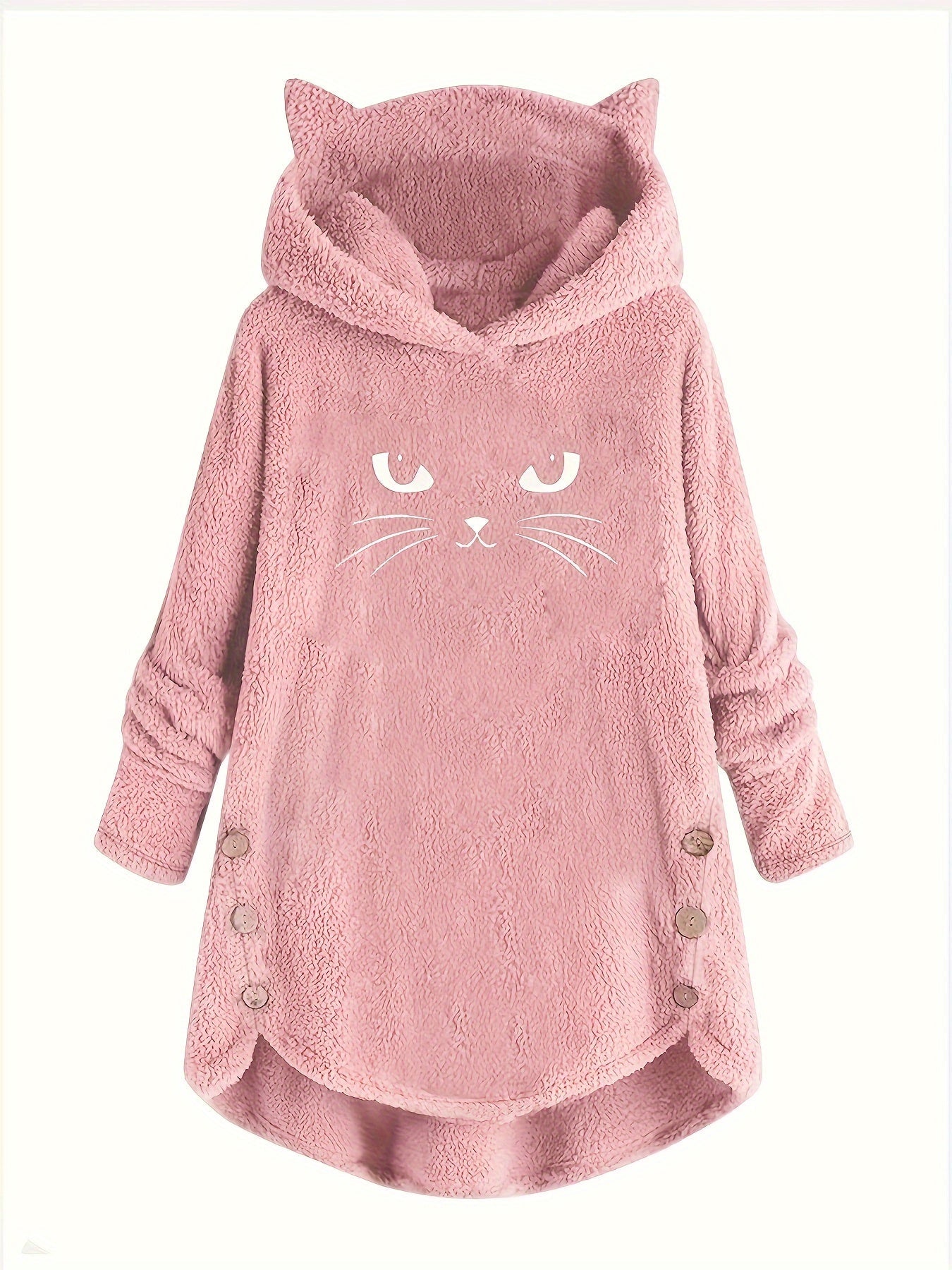 Double-Sided Plush Cat Ear Hoodie