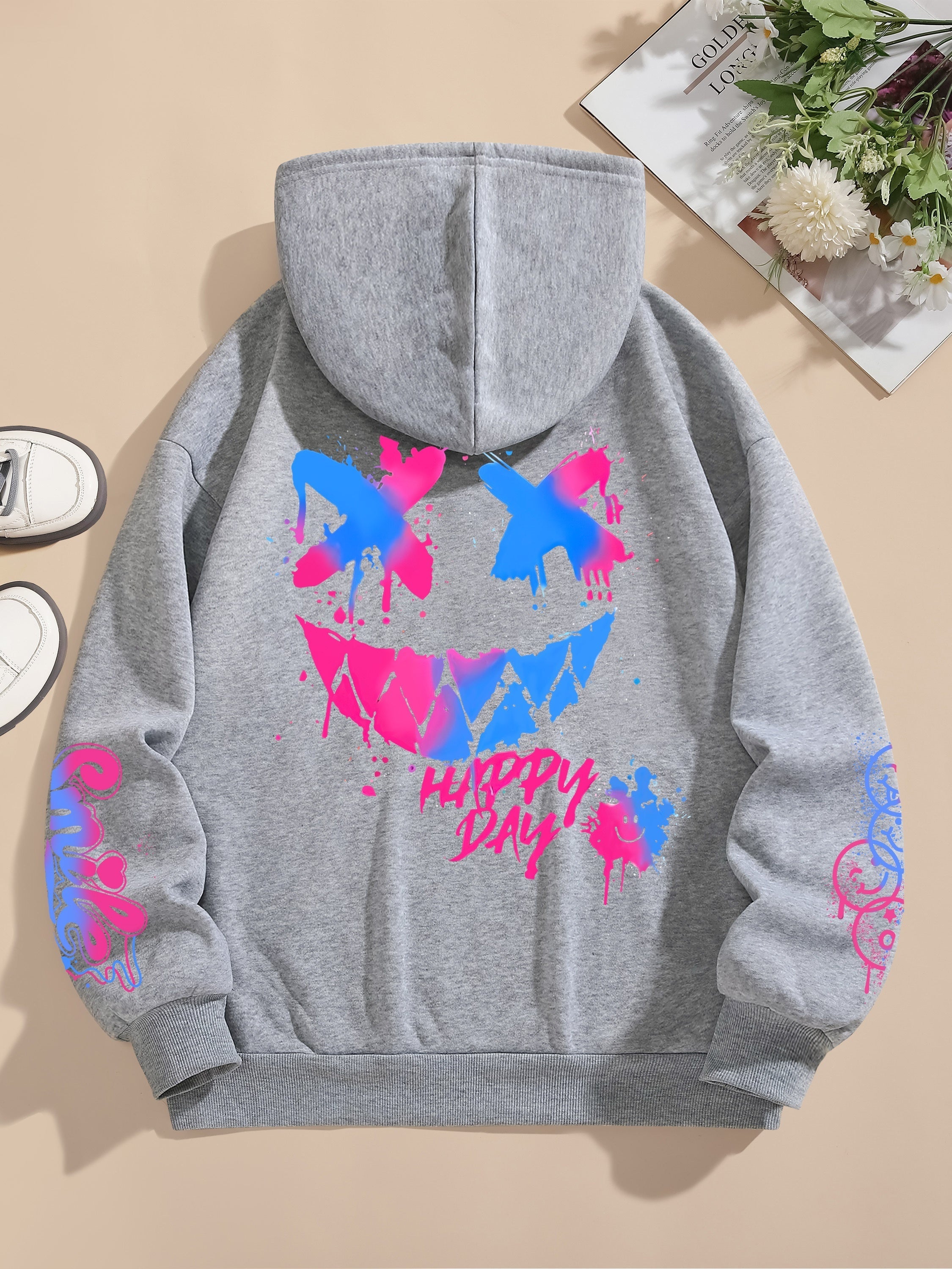 Black Neon Cartoon Glow Hoodie