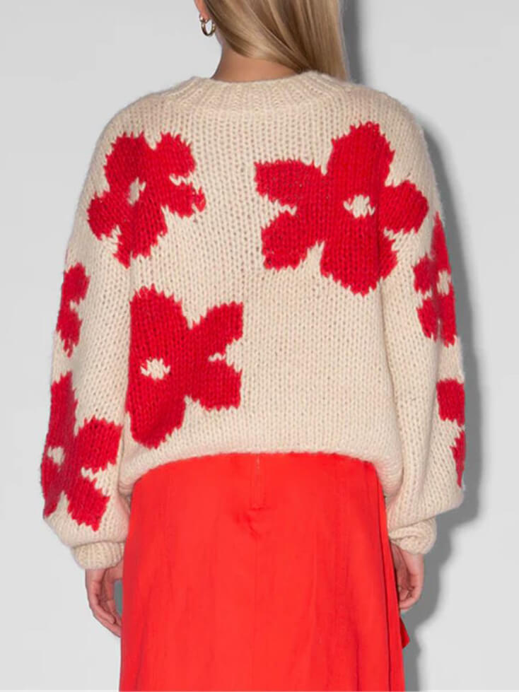 Versatile Floral Crew Neck Sweater