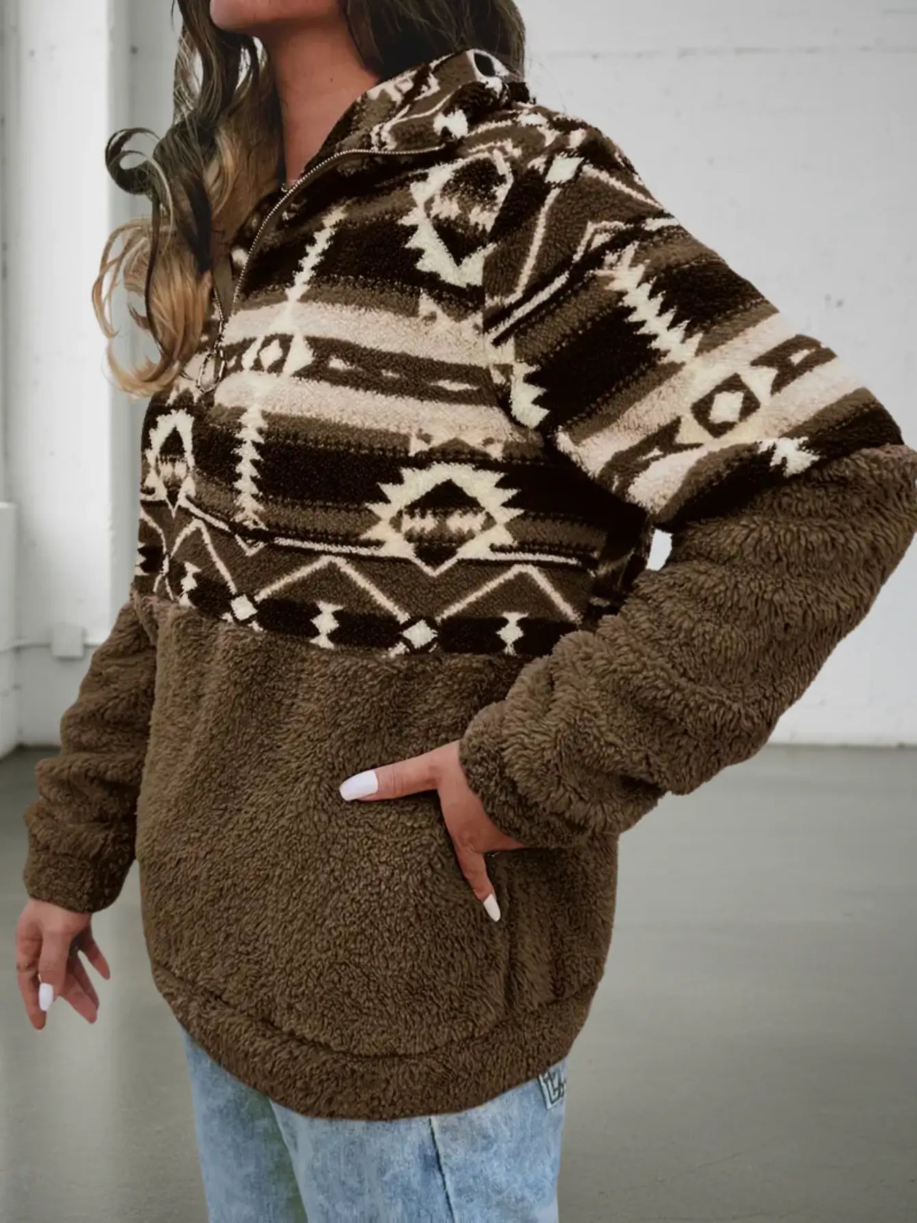 Aztec Patterned Teddy Fleece