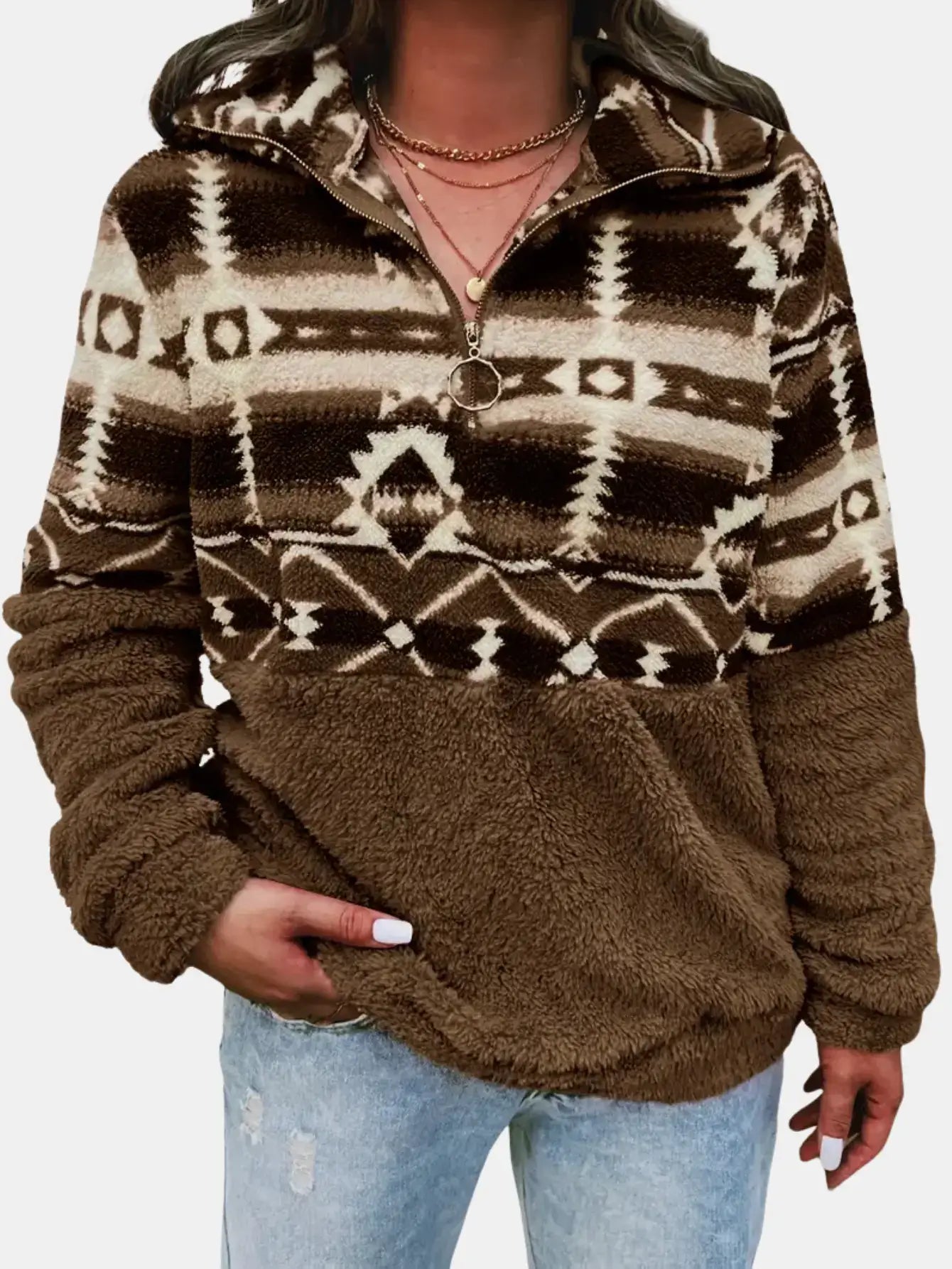 Aztec Patterned Teddy Fleece