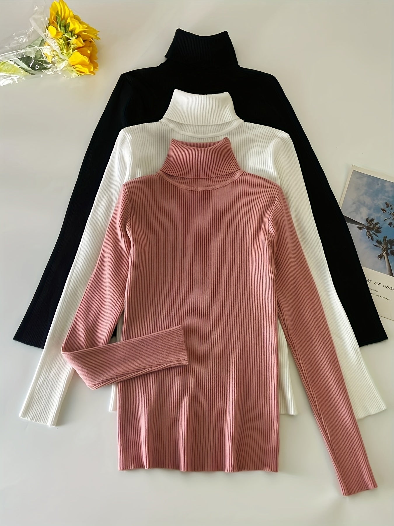 3-Pack Long Sleeve Turtleneck Sweaters
