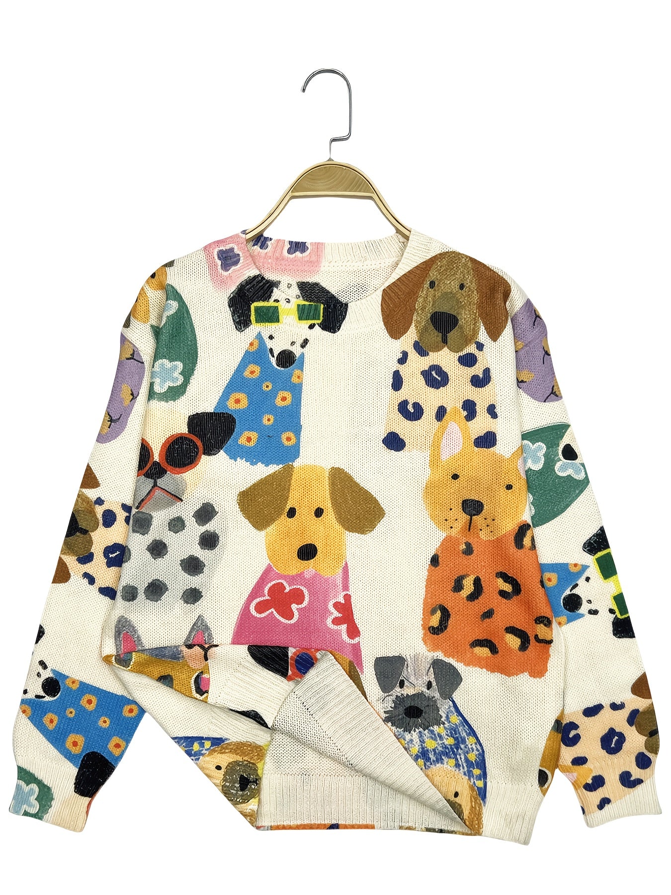 Herfst Winter Hondenprint Trui met Lange Mouwen