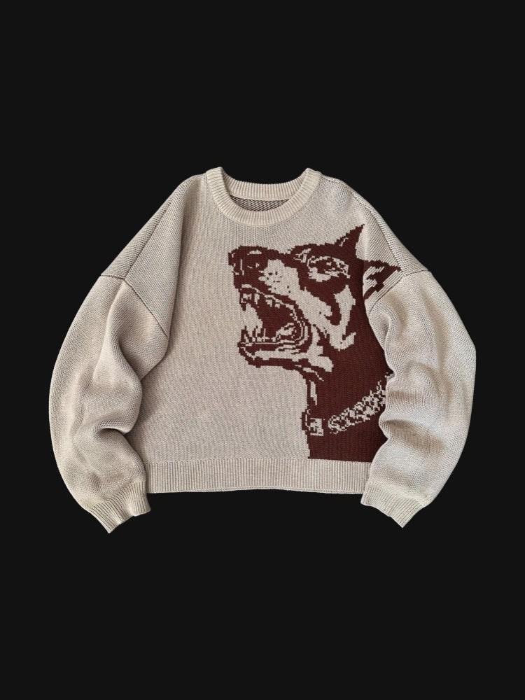 Doberman Graphic Knit Pullover