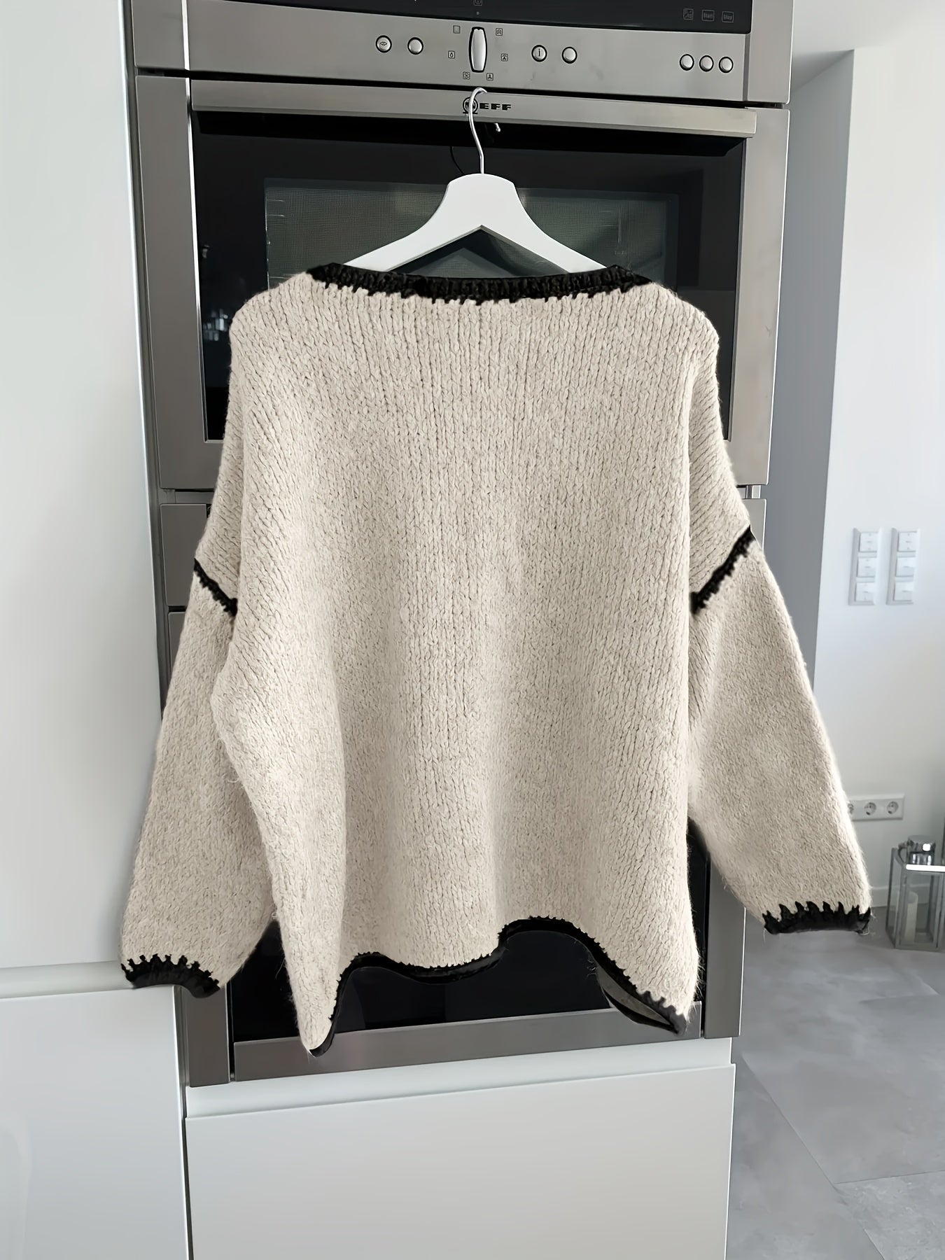 Pink Colorblock Round‑Neck Button Sweater