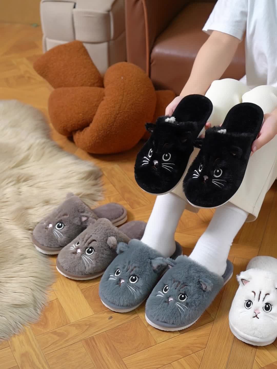 Cozy Kitty Plush Slippers