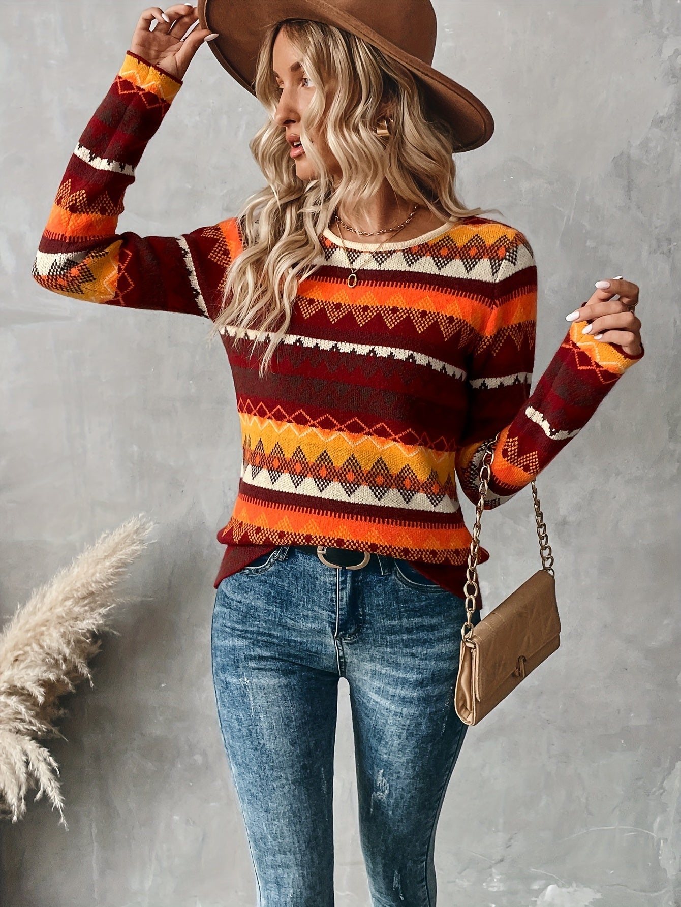 Chic Geometric Colorblock Sweater Dress