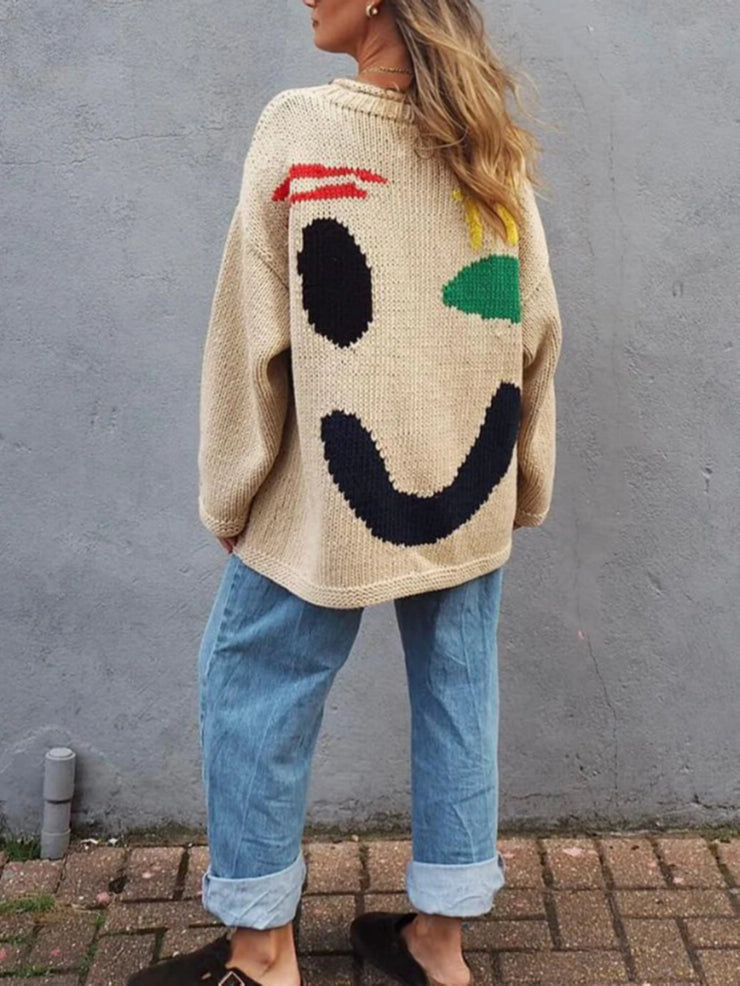 Oversized Graffiti Wicked Grin Graphic Sweater
