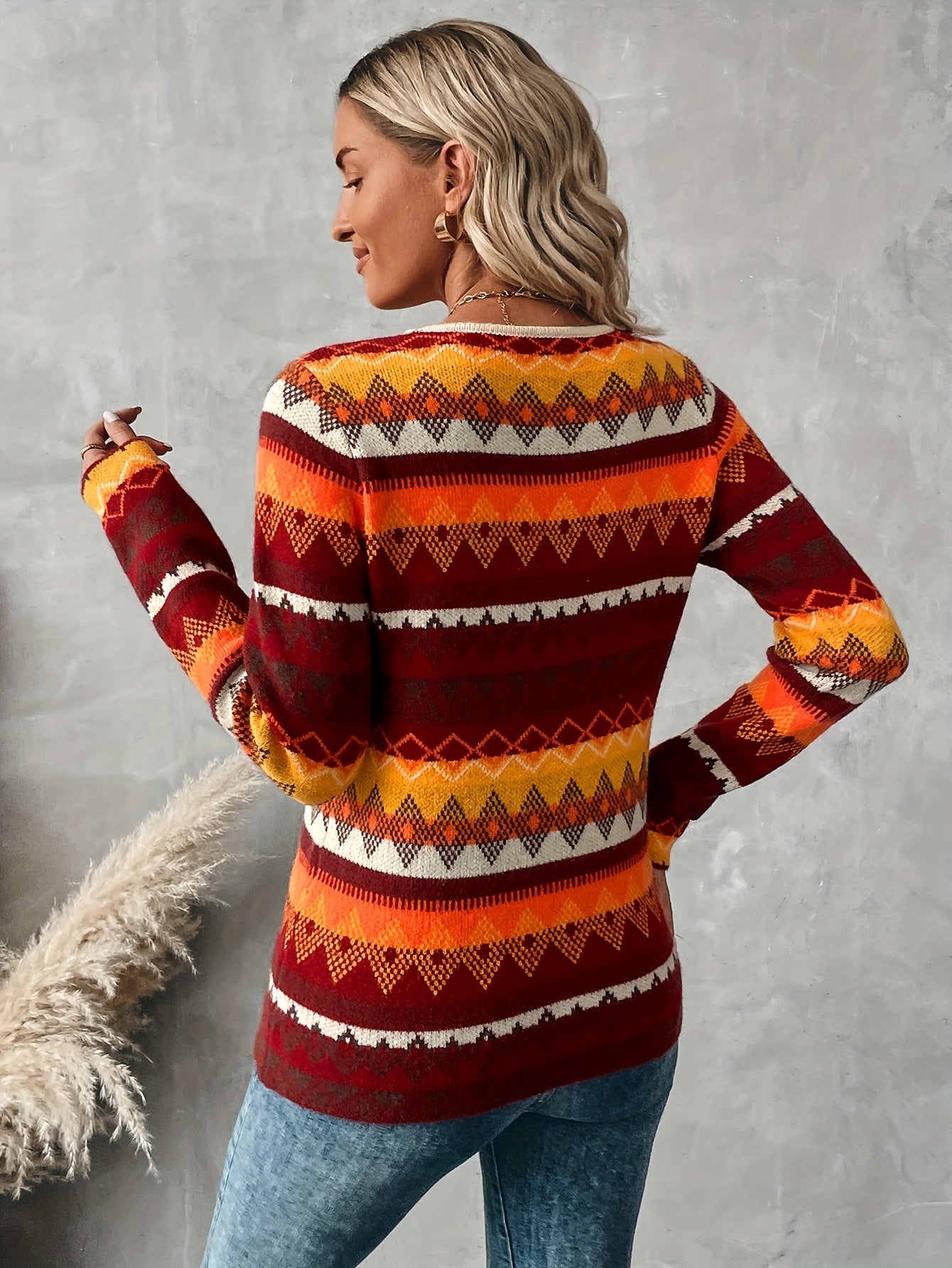 Chic Geometric Colorblock Sweater Dress