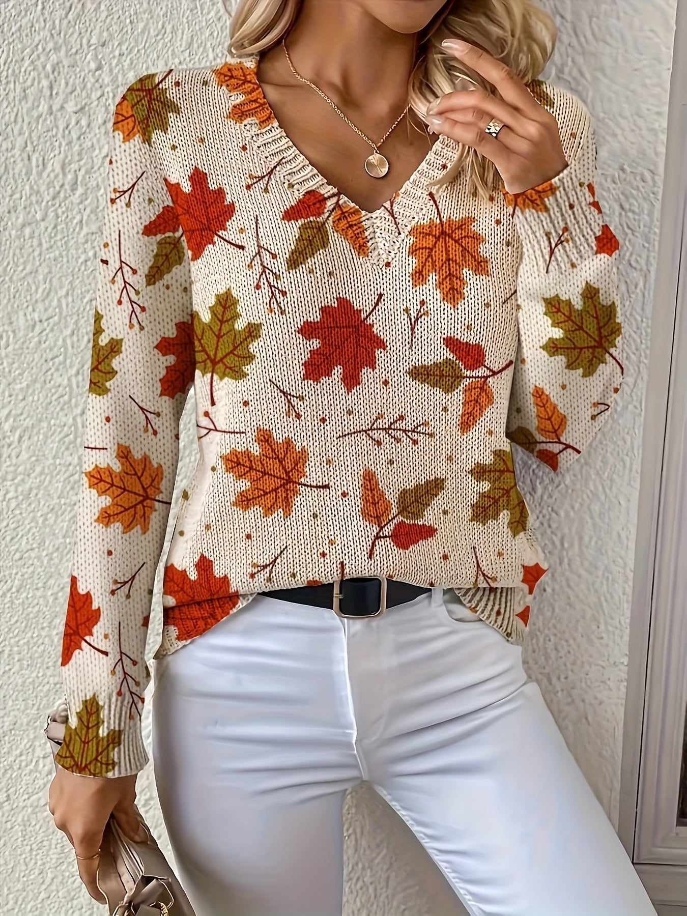 All-Season V-Neck Long Sleeve Sweater