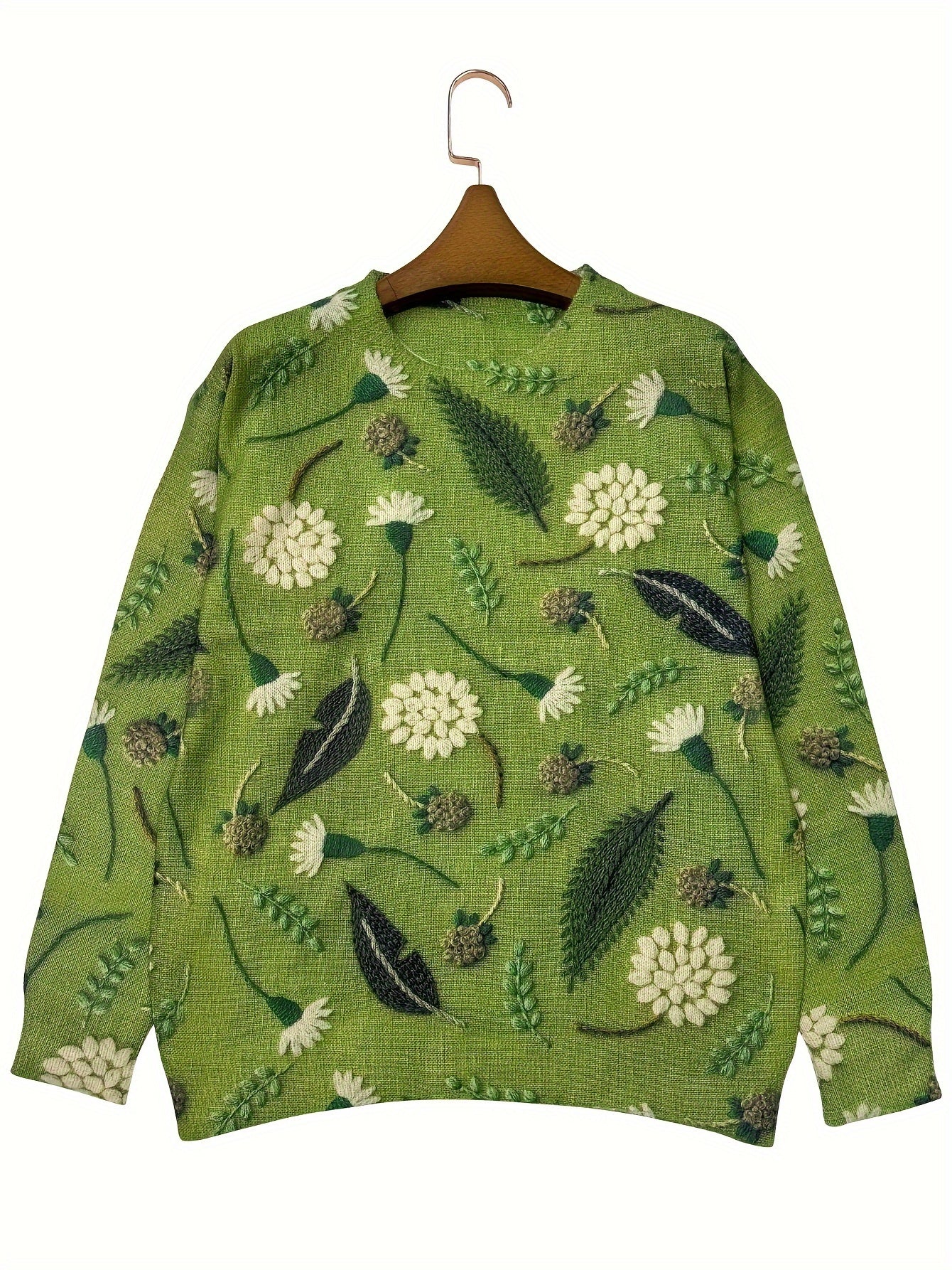 Dandelion Print Lightweight Crewneck Sweater