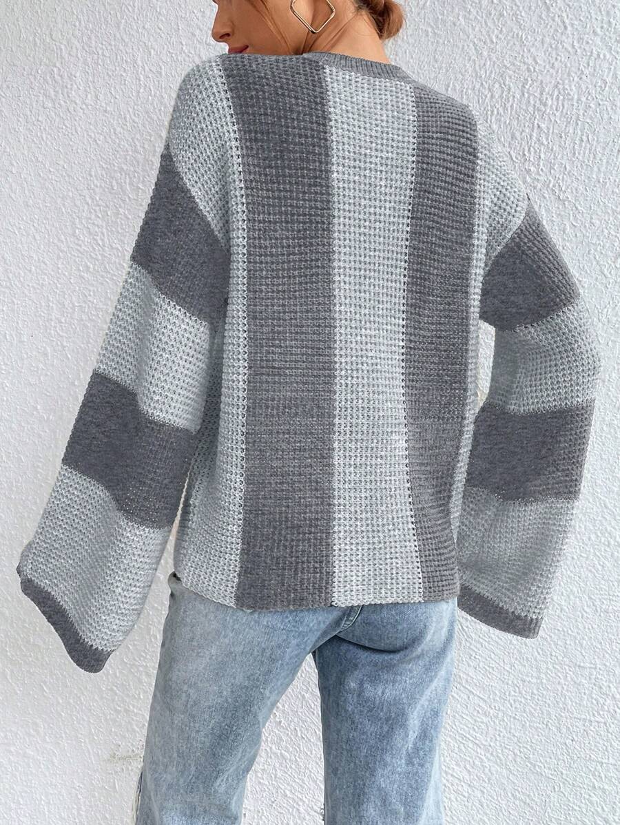 Loose Batwing Colorblock Long Sleeve Sweater