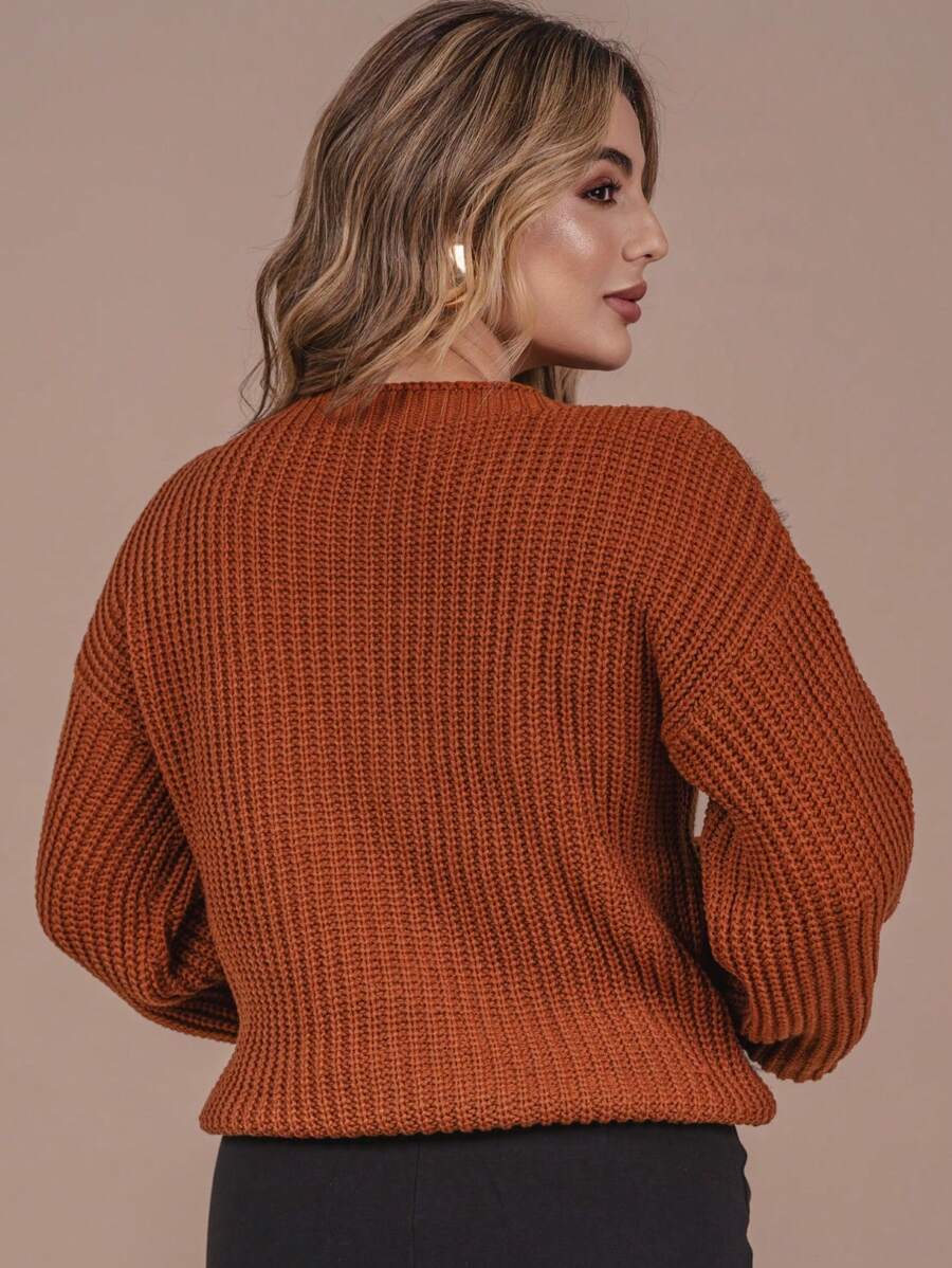 Oversized Heart Fleece Knit Sweater