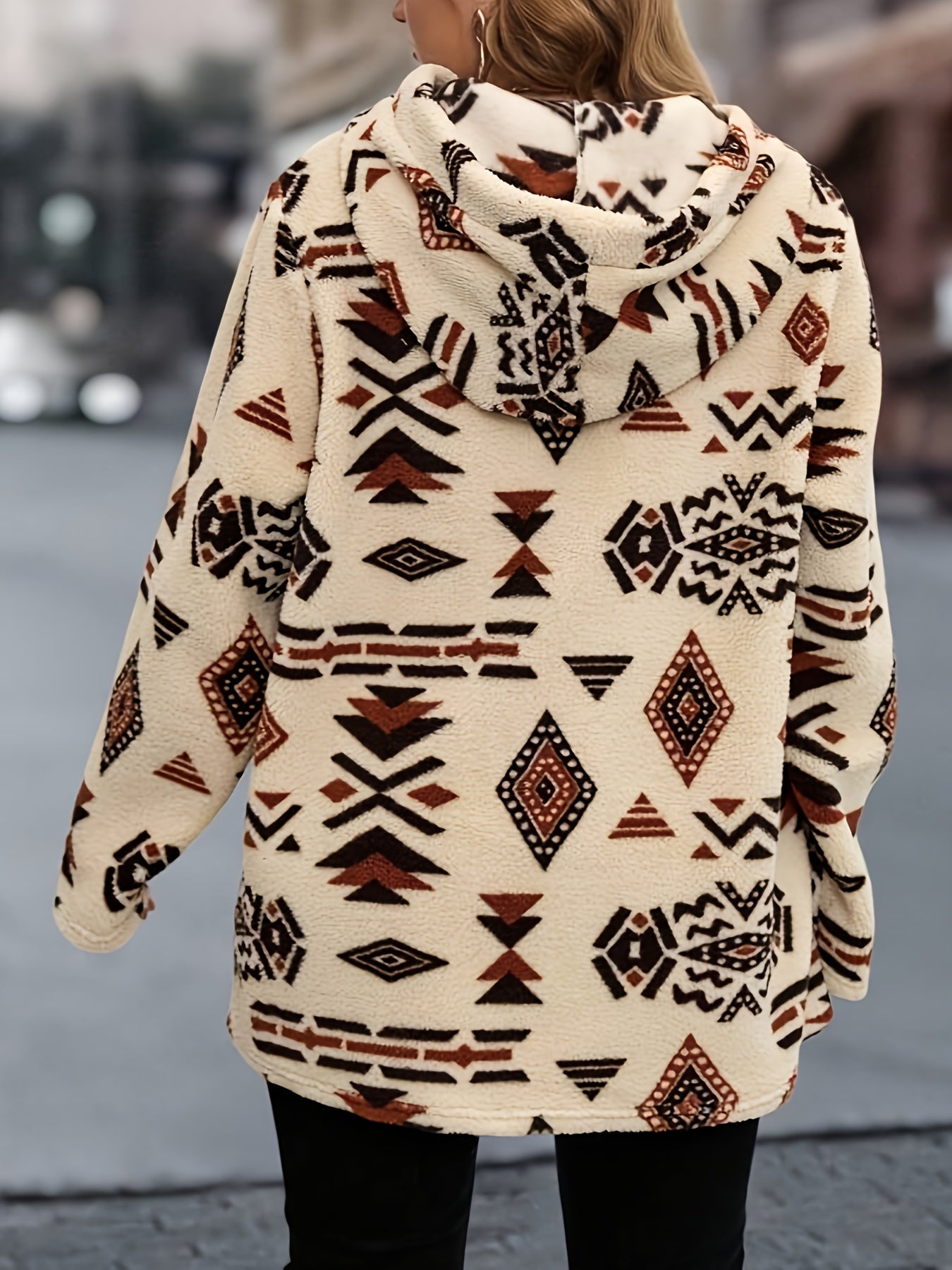 Plush Hooded Button-Front Winter Coat
