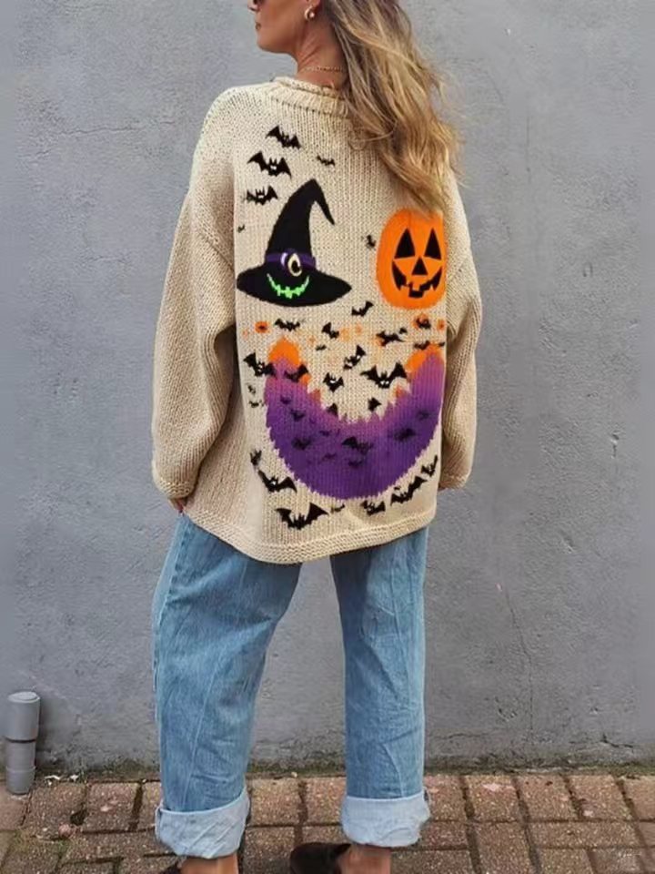 Oversized Graffiti Wicked Grin Graphic Sweater