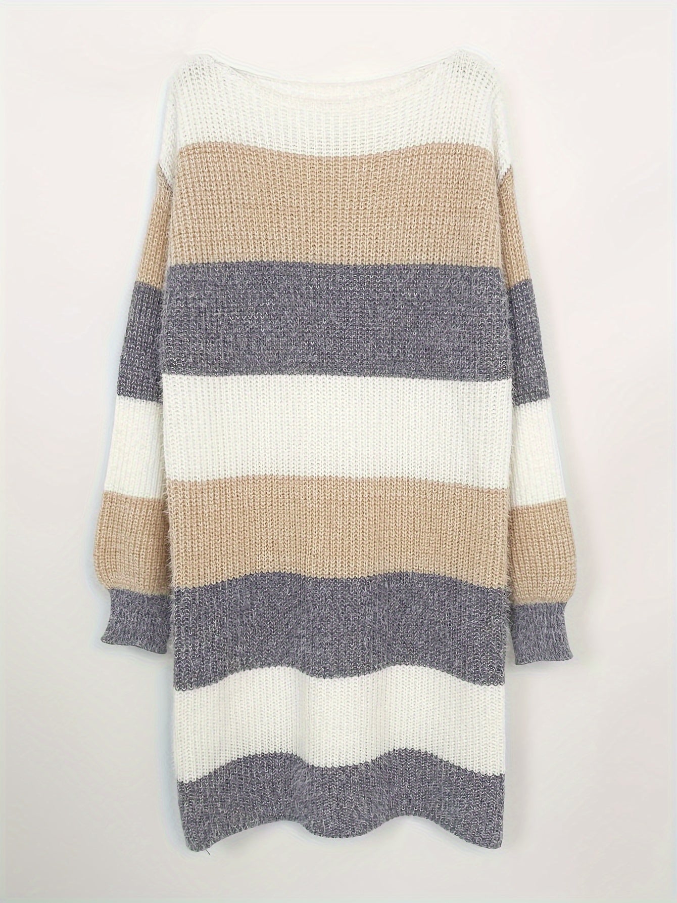 Oversized Striped Knit Midi Dress