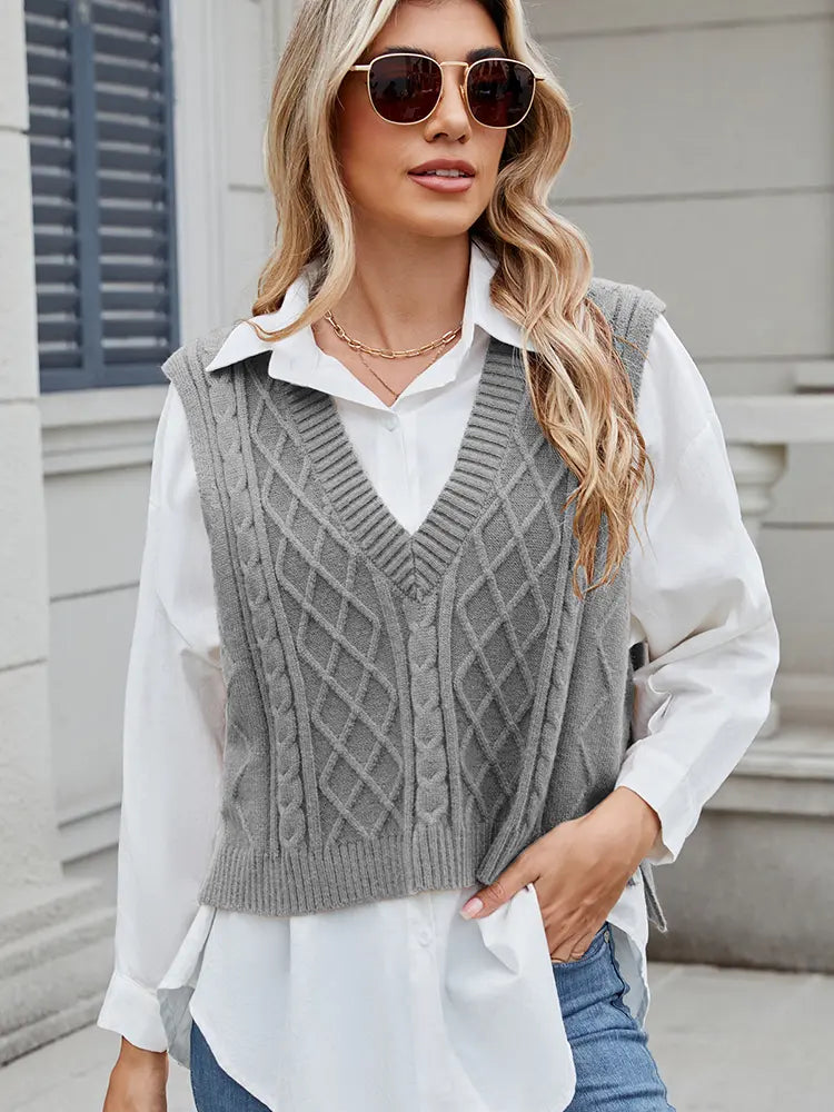 V-Neck Oversized Knit Sweater Vest