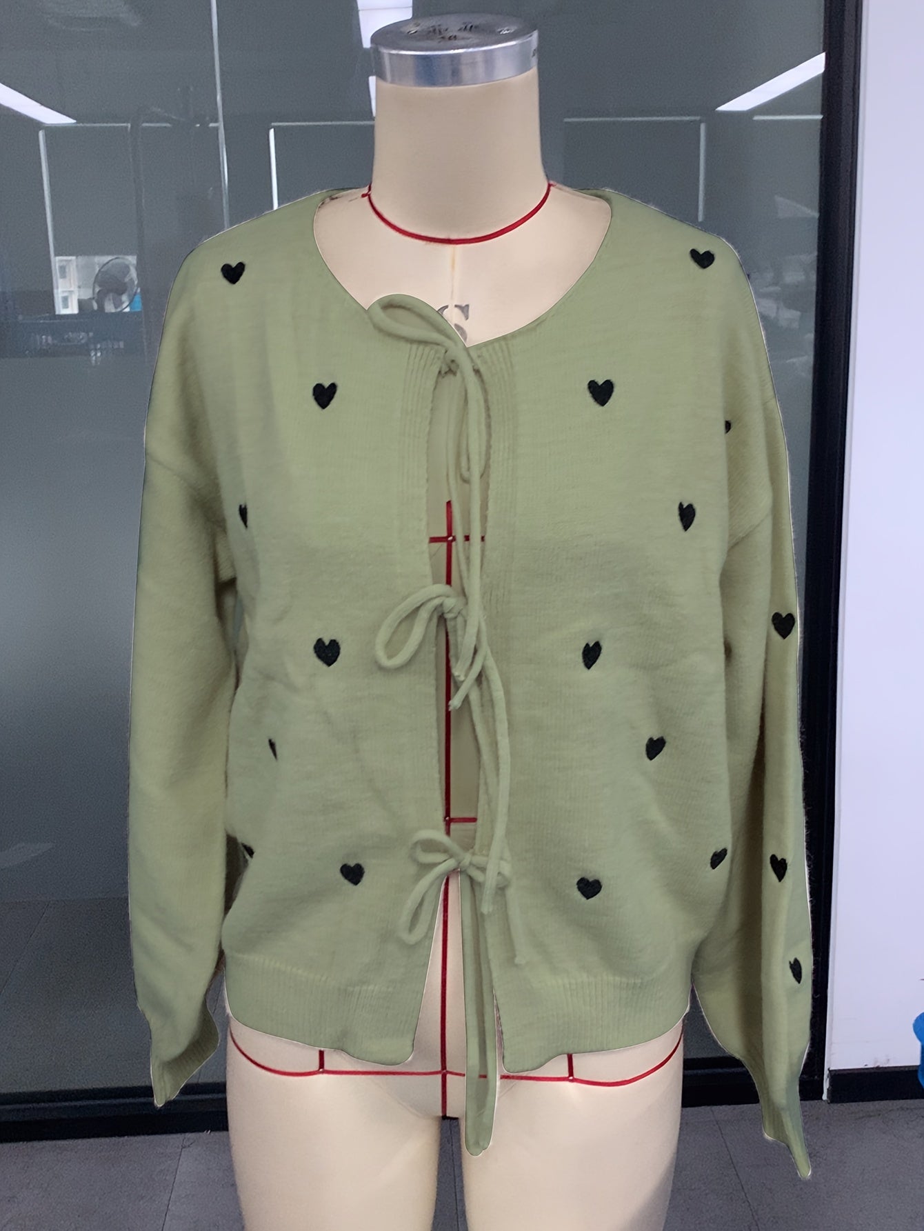 Cozy Beige Heart Bow Sweater