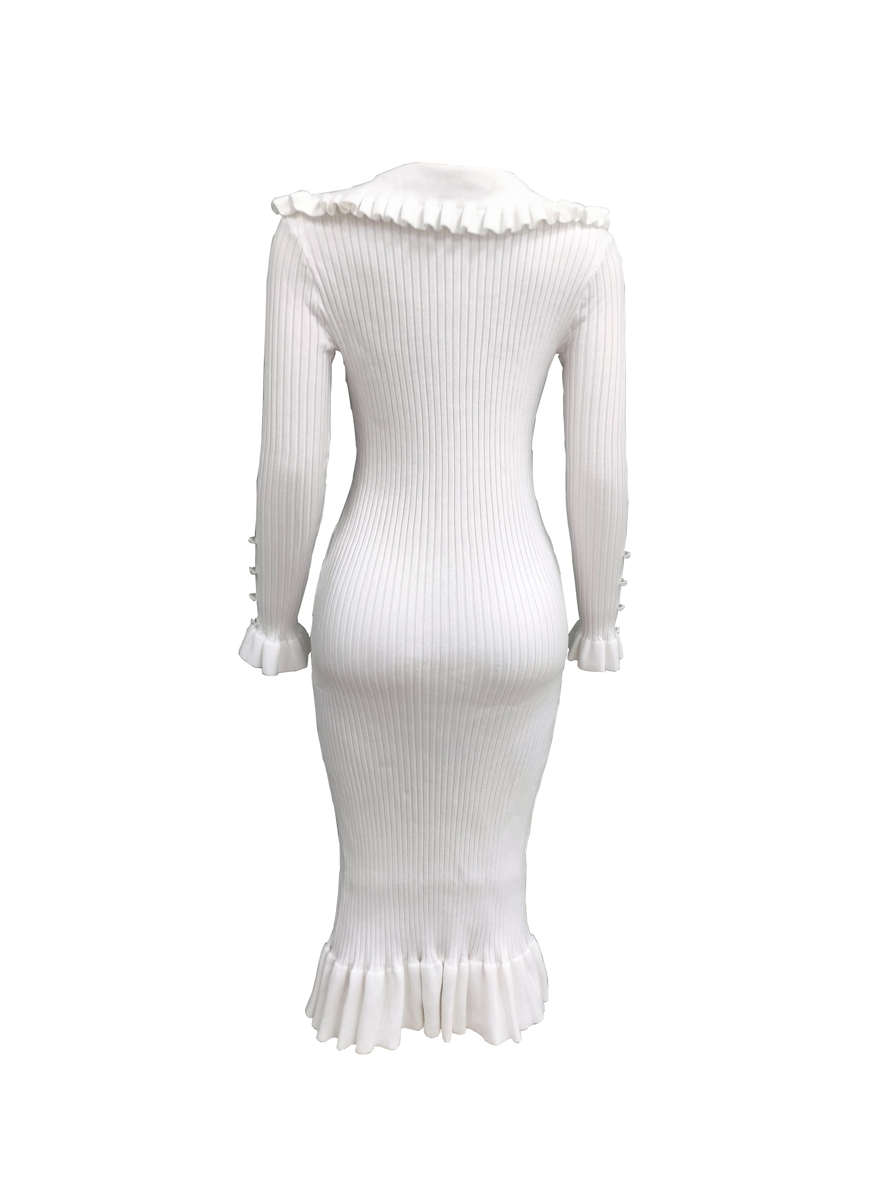 Vintage European French Ruffle Sweater Dress
