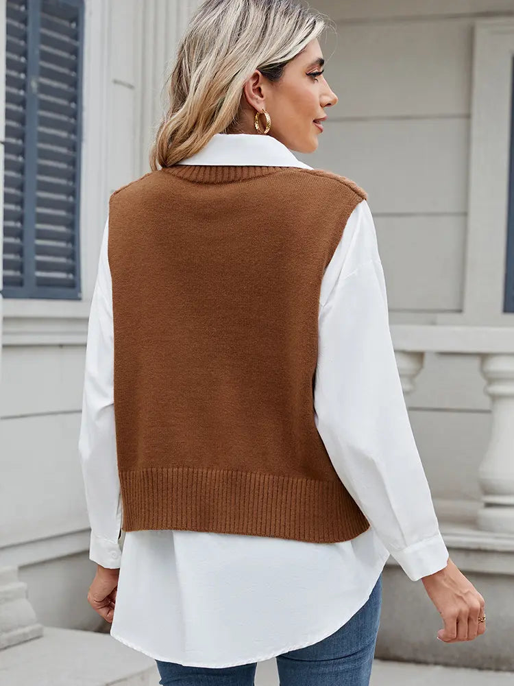 V-Neck Oversized Knit Sweater Vest