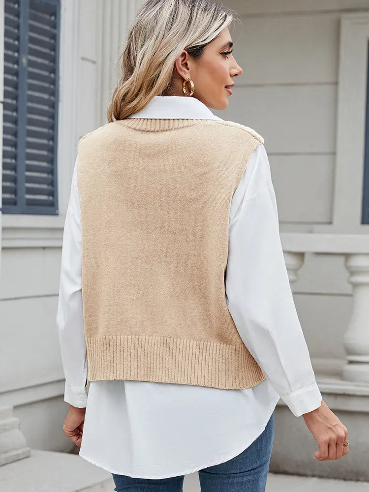 V-Neck Oversized Knit Sweater Vest