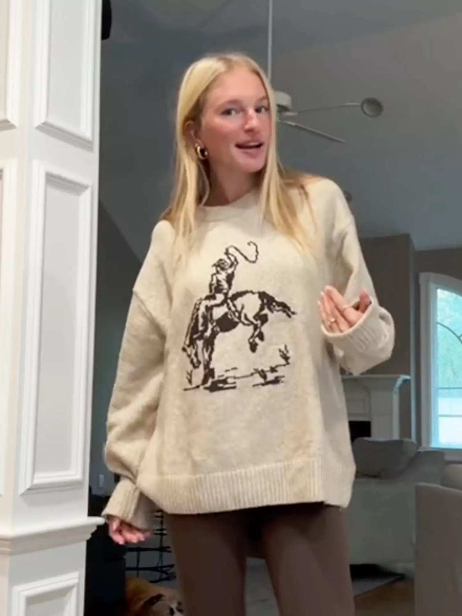 Retro Cowboy Graphic Crewneck Sweater