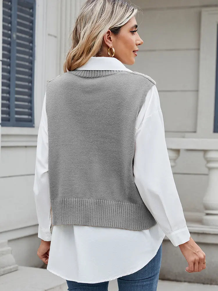 V-Neck Oversized Knit Sweater Vest