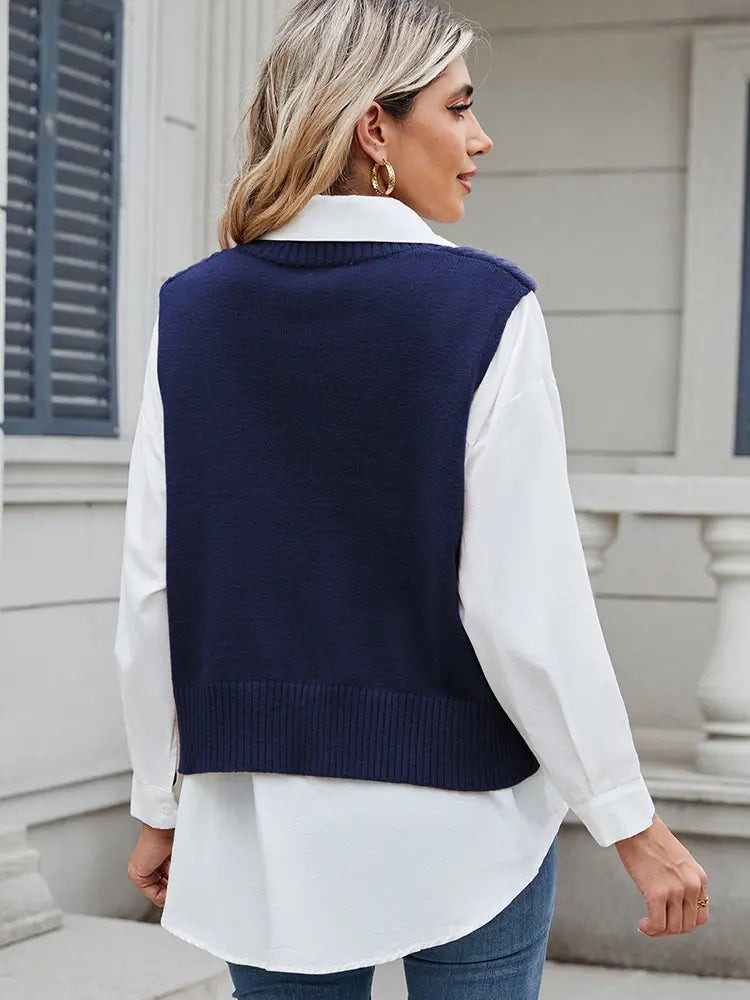 V-Neck Oversized Knit Sweater Vest