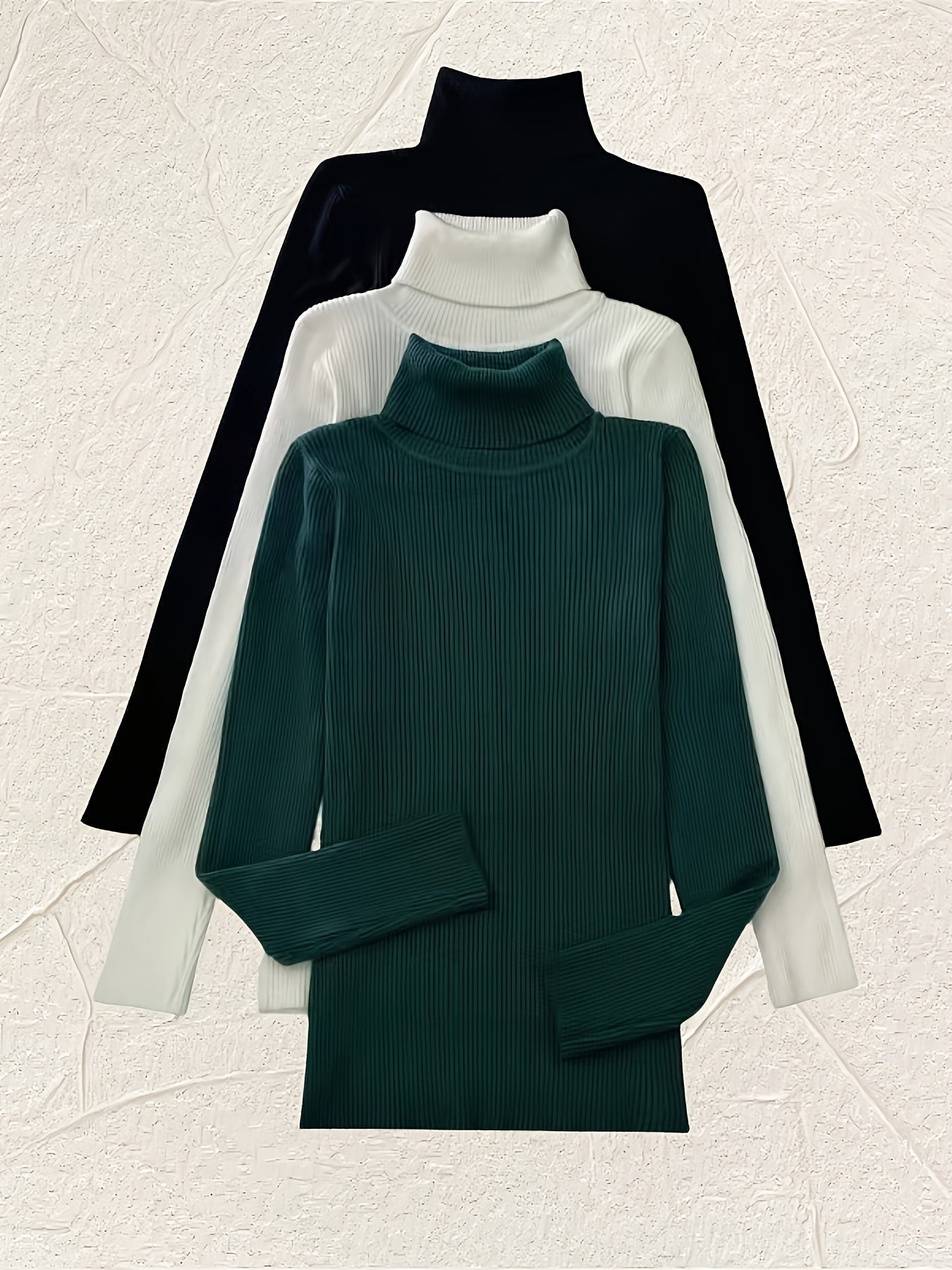 3-Pack Long Sleeve Turtleneck Sweaters