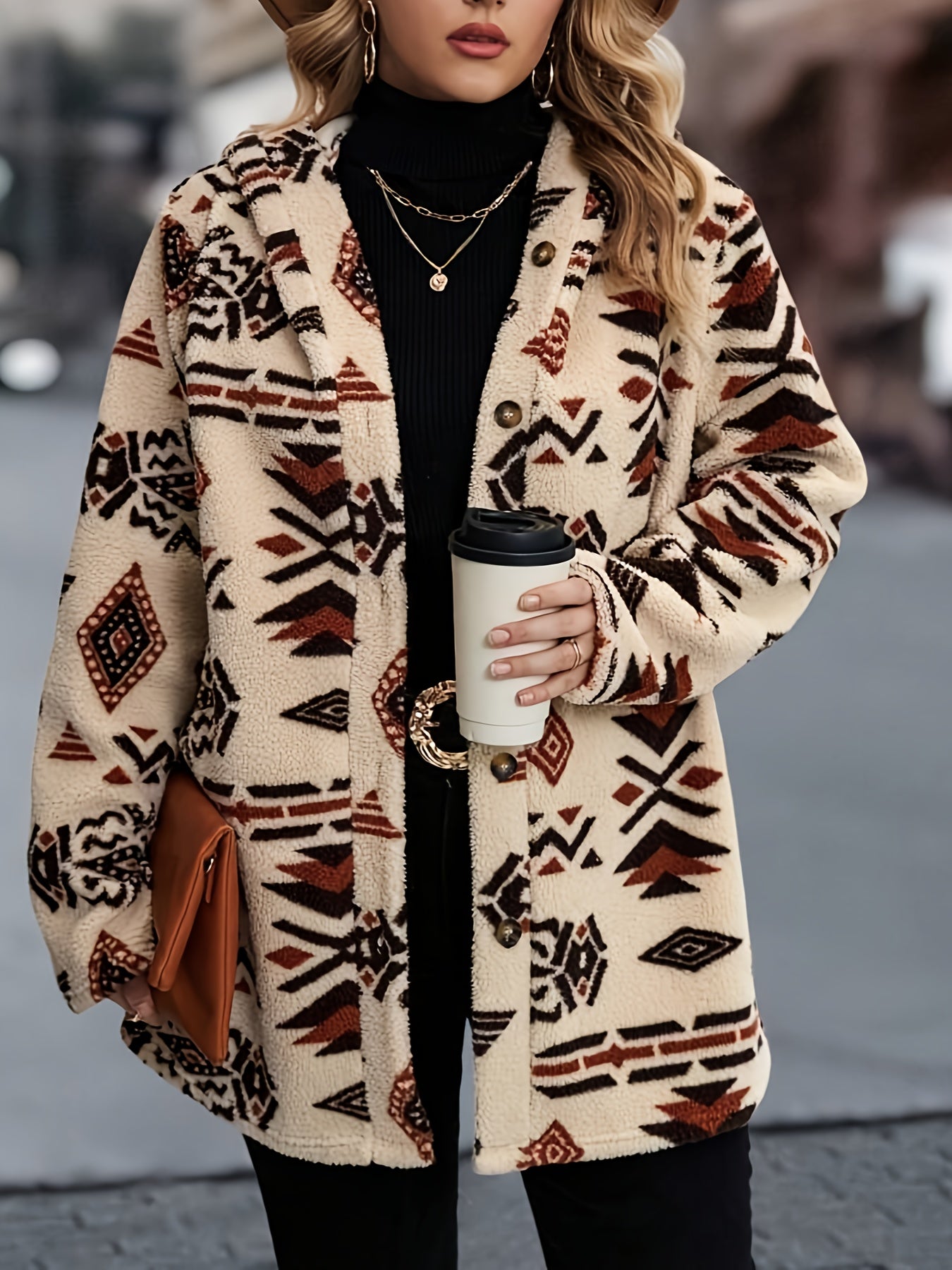 Plush Hooded Button-Front Winter Coat