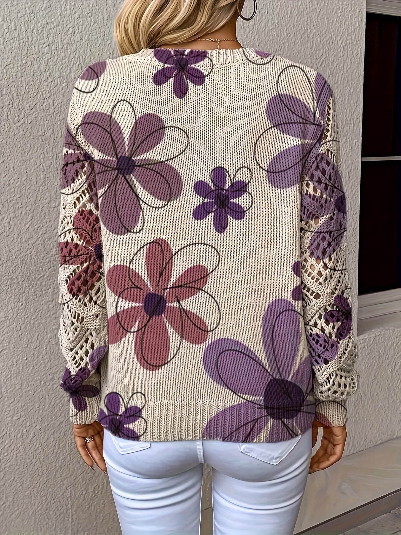 Elegant V-Neck Floral Boho Long-Sleeve Top