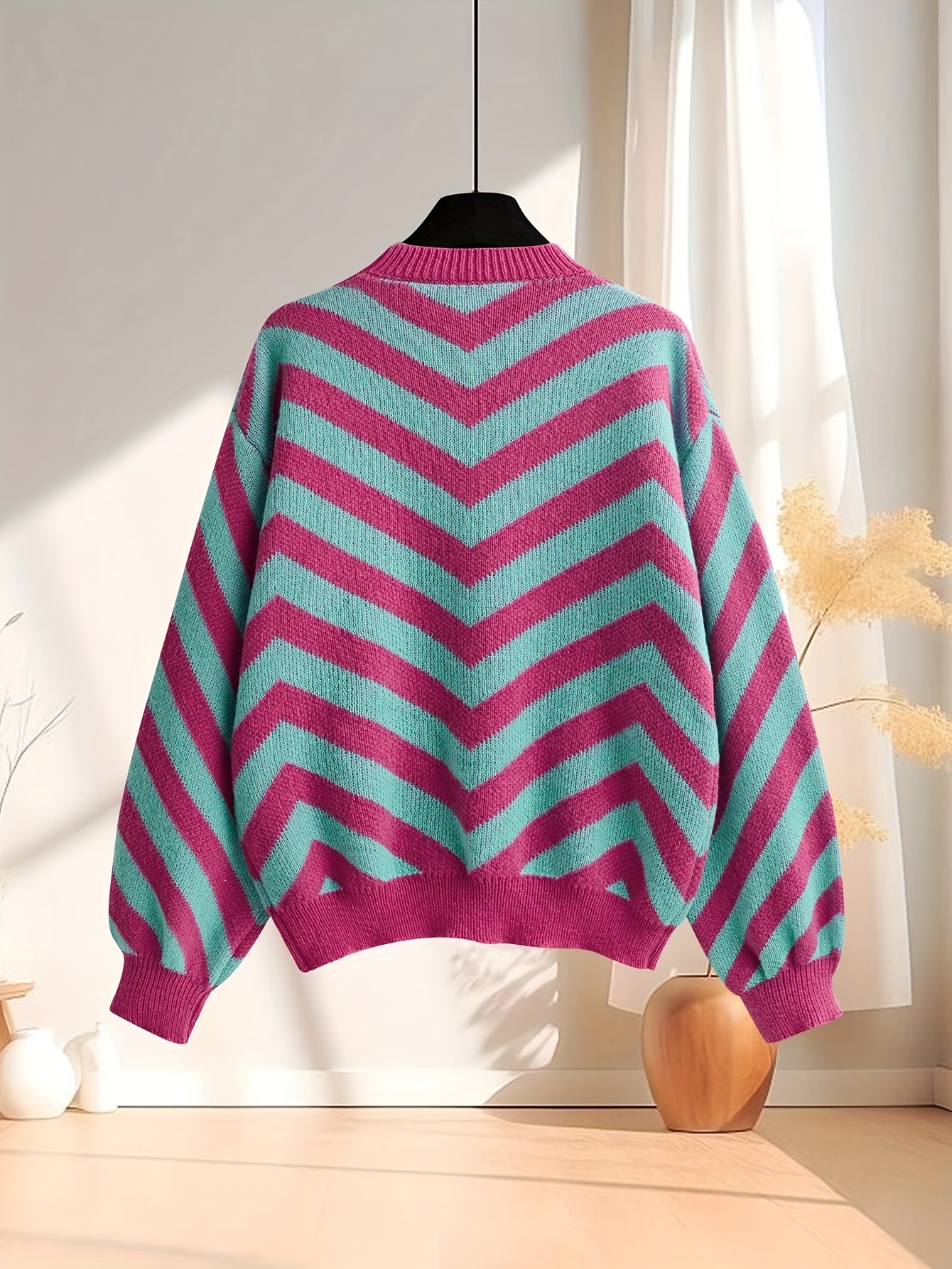 Cozy Colorblock Striped Crewneck Sweater