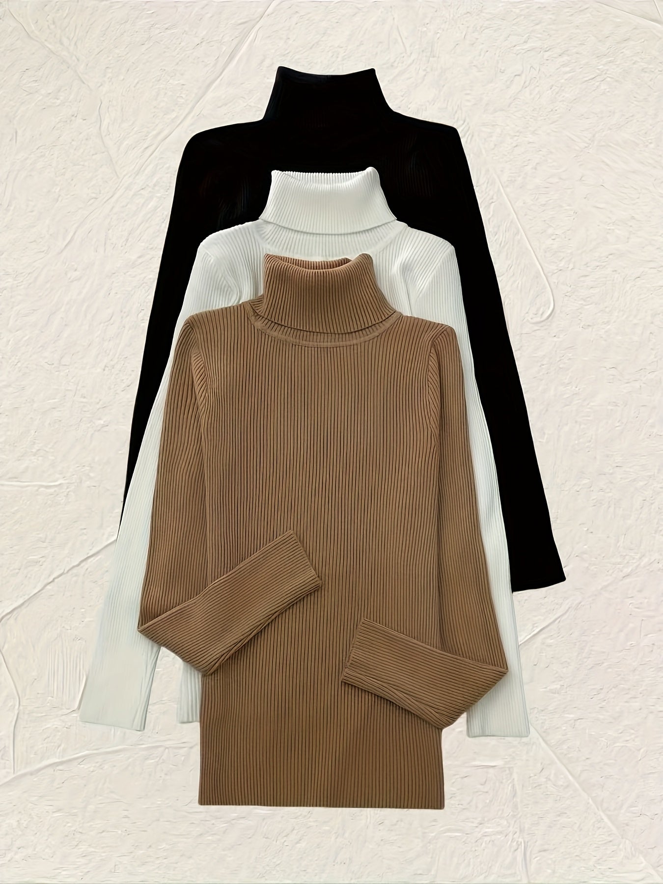 3-Pack Long Sleeve Turtleneck Sweaters