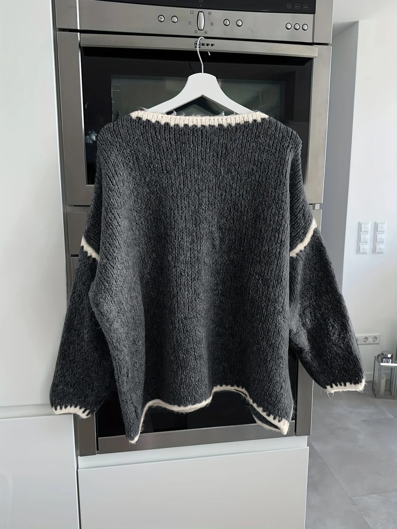 Pink Colorblock Round‑Neck Button Sweater