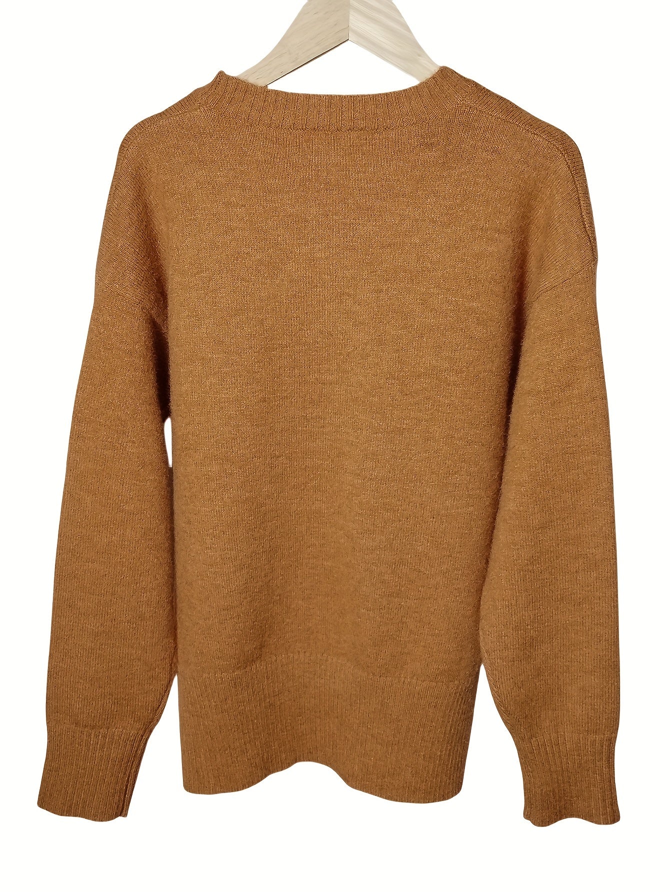 Embroidered deer round neck elegant sweater