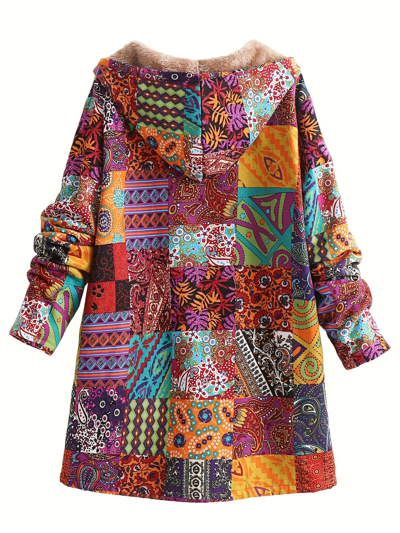Cozy Floral Fleece-Lined Hooded Jacket