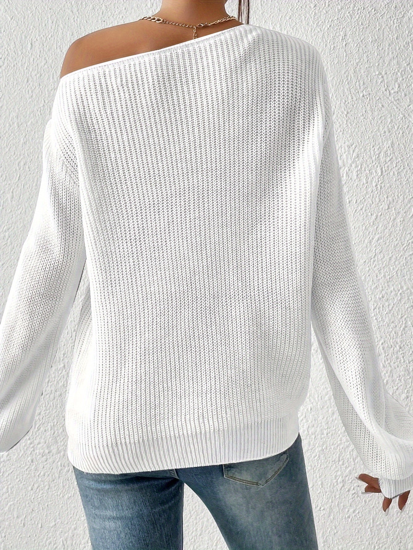 Elegant Asymmetrical Off-Shoulder Knit Sweater