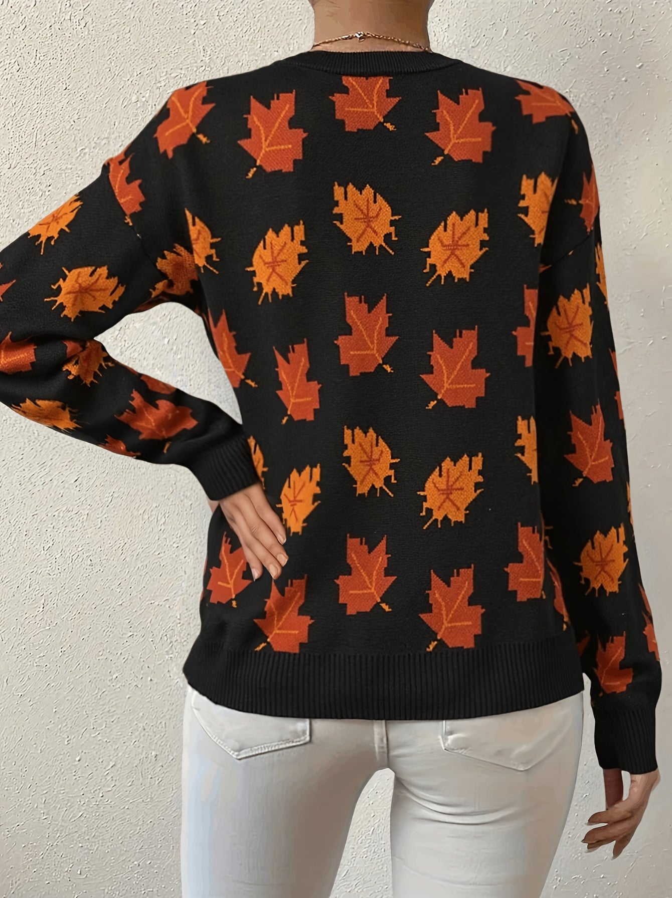 Autumn Leaf Sweater Black Orange