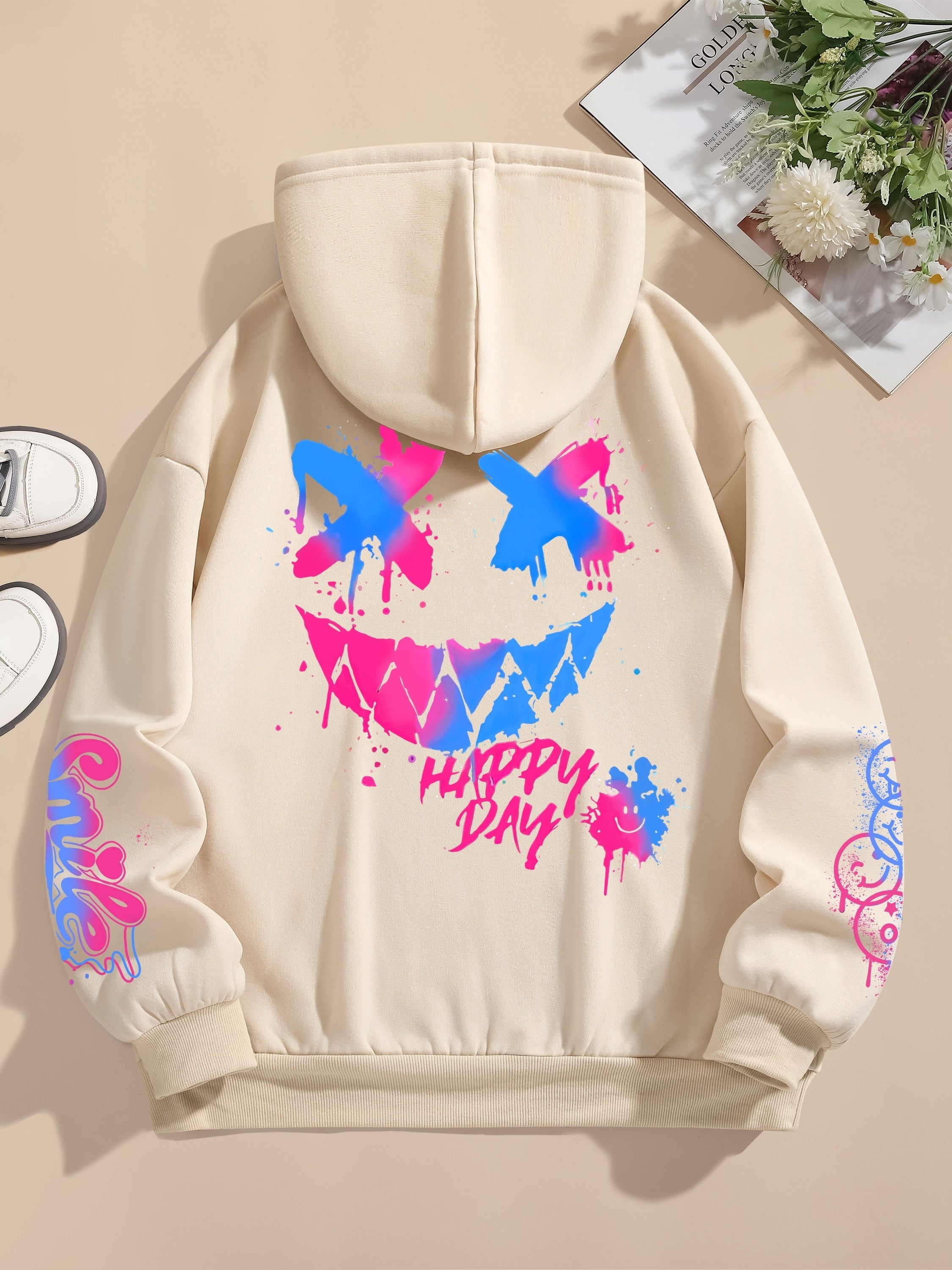 Black Neon Cartoon Glow Hoodie