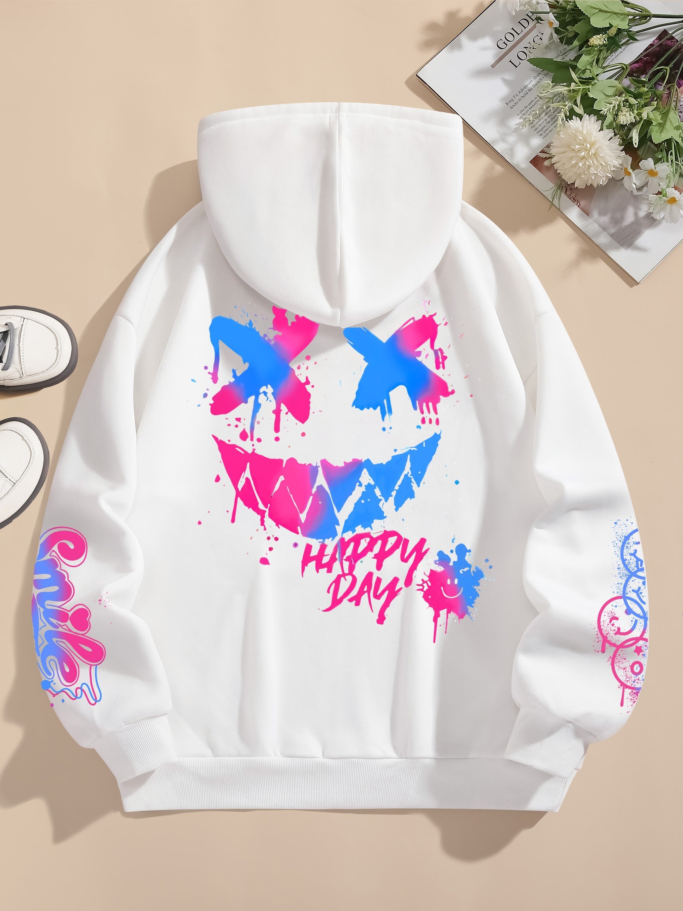 Black Neon Cartoon Glow Hoodie