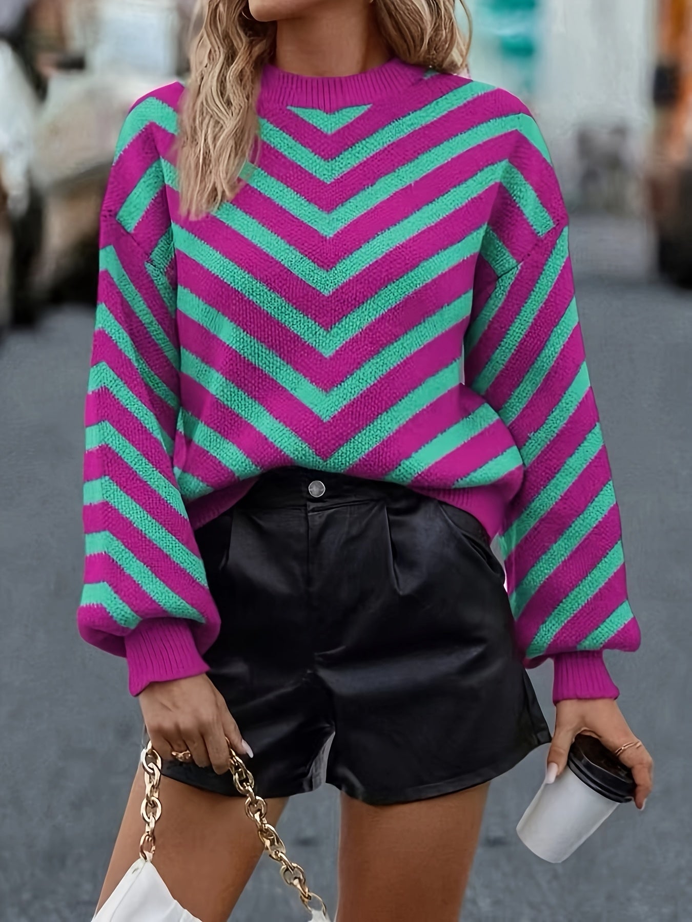 Cozy Colorblock Striped Crewneck Sweater